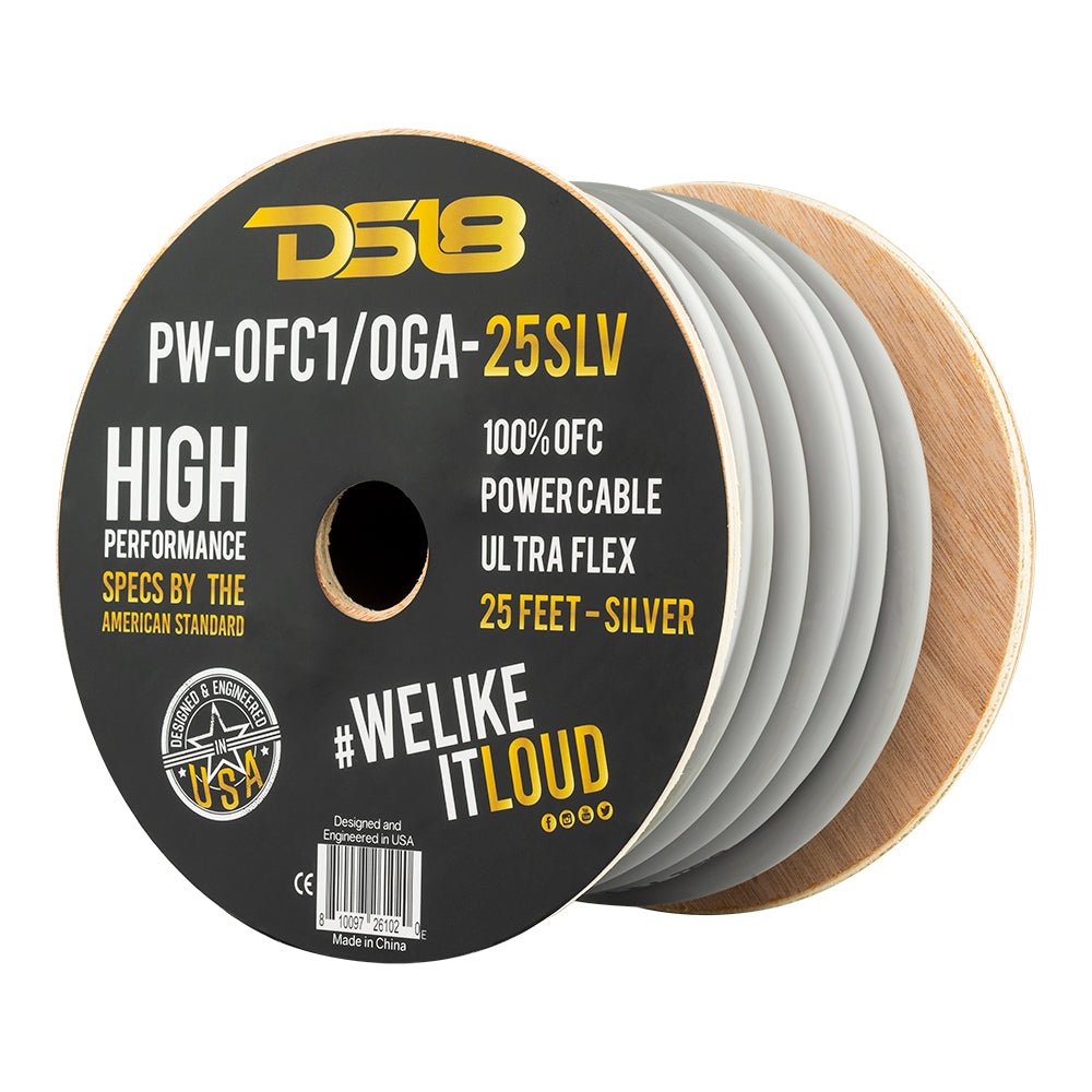 DS18 PW-OFC1/0GA-25BK 1/0-GA 100% OFC Ground, Power Cable, 25 Feet – Black