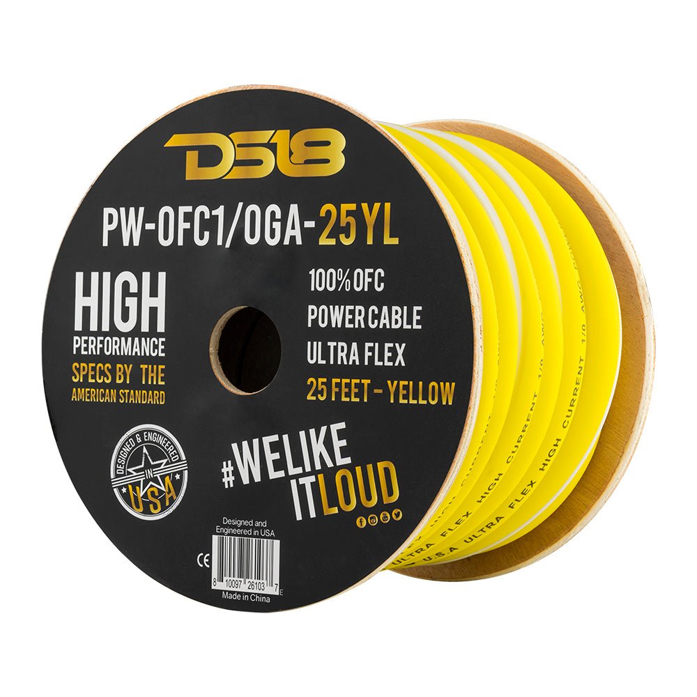 DS18 PW-OFC1/0GA-25BK 1/0-GA 100% OFC Ground, Power Cable, 25 Feet – Black