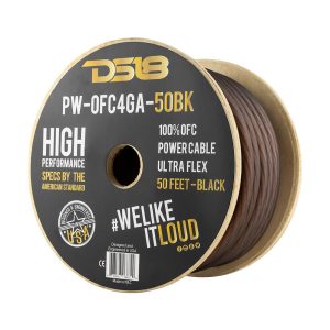 DS18 PW-OFC4GA-50BK 4-GA 100% OFC Ground, Power Cable, 50 Feet – Black