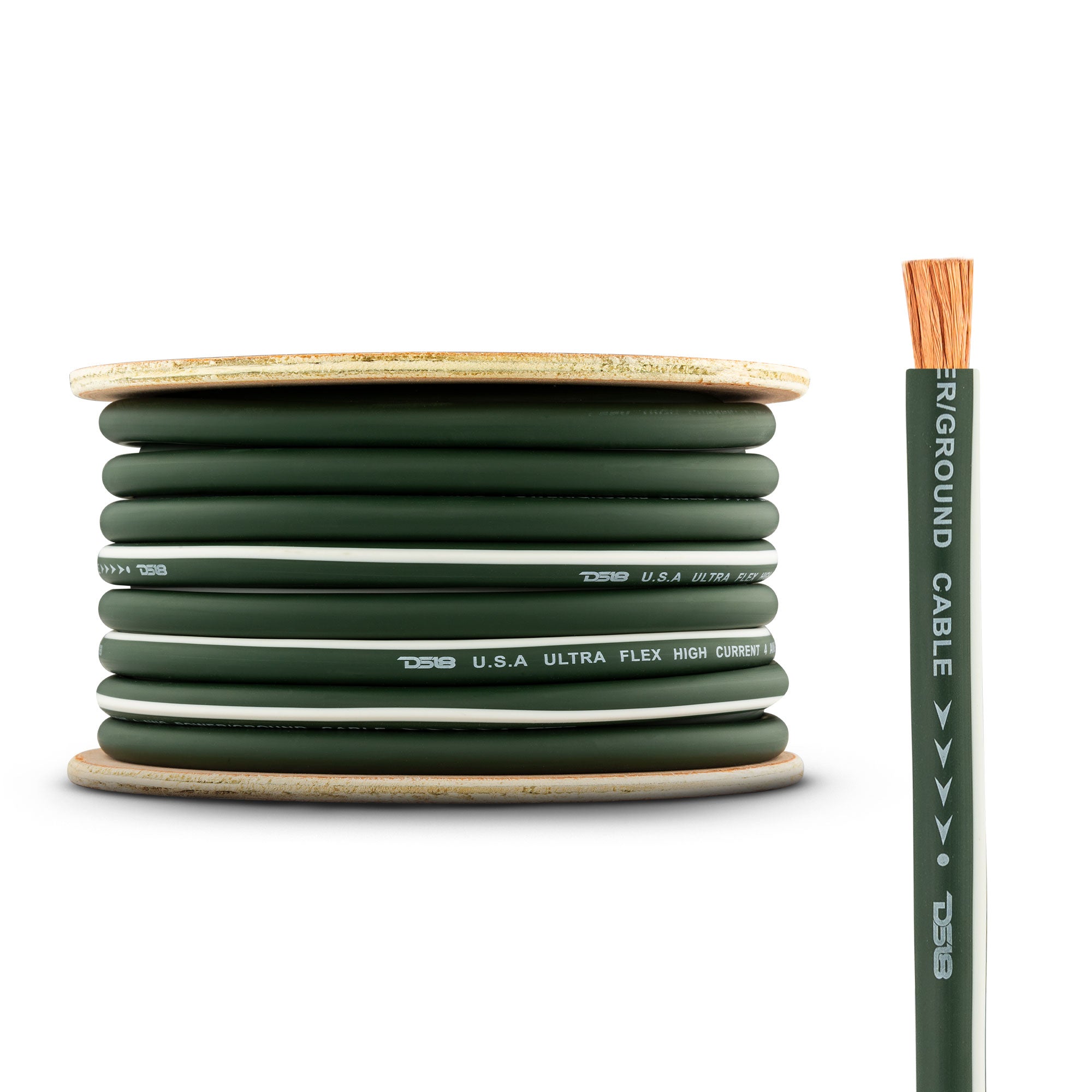 DS18 PW-OFC4GA-50CMGR 4-GA 100% OFC Ground, Power Cable, 50 Feet -Camo Green