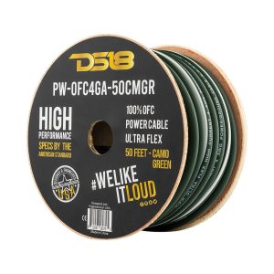 DS18 PW-OFC4GA-50CMGR 4-GA 100% OFC Ground, Power Cable, 50 Feet -Camo Green