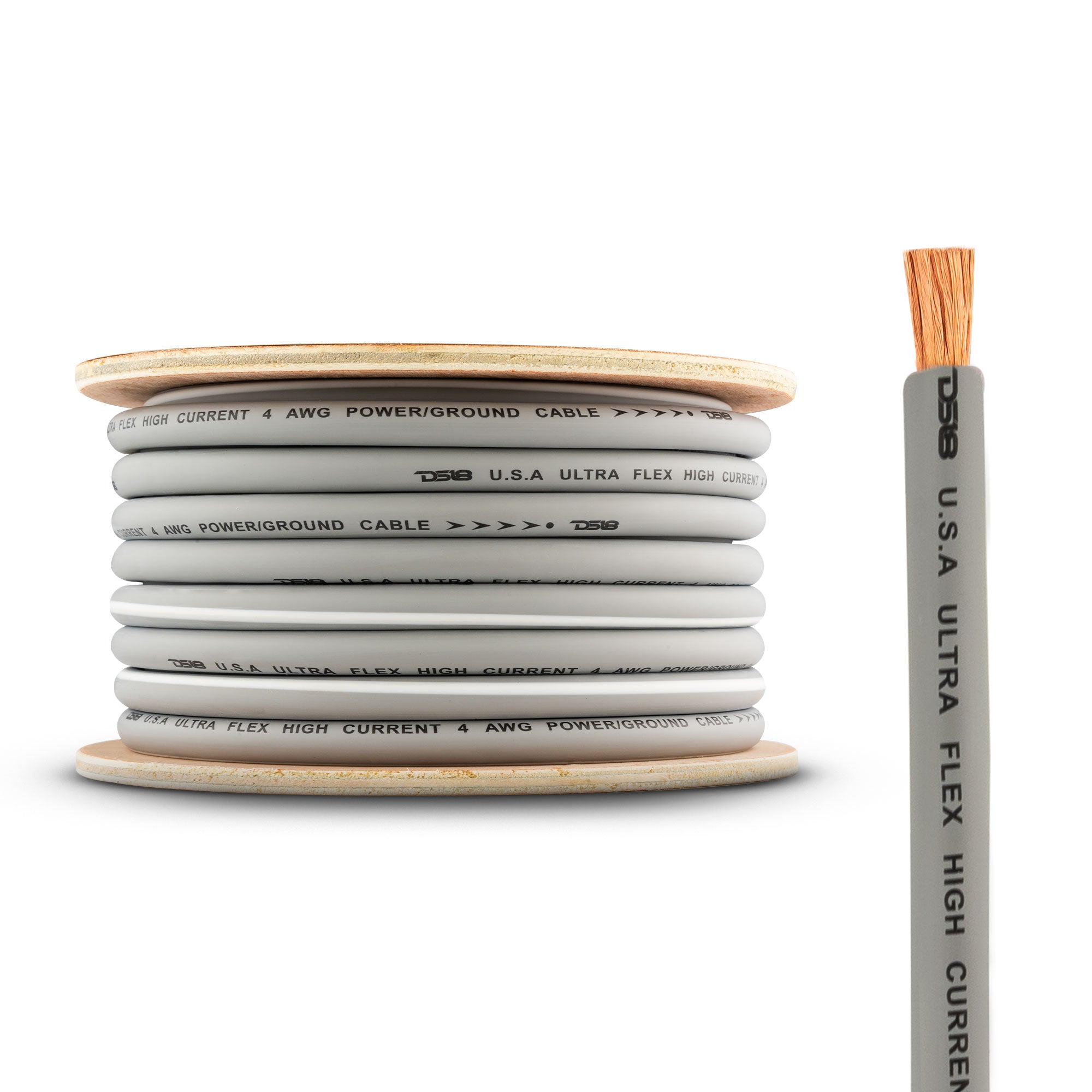 DS18 PW-OFC4GA-50SLV 4-GA 100% OFC Ground, Power Cable, 50 Feet -Silver