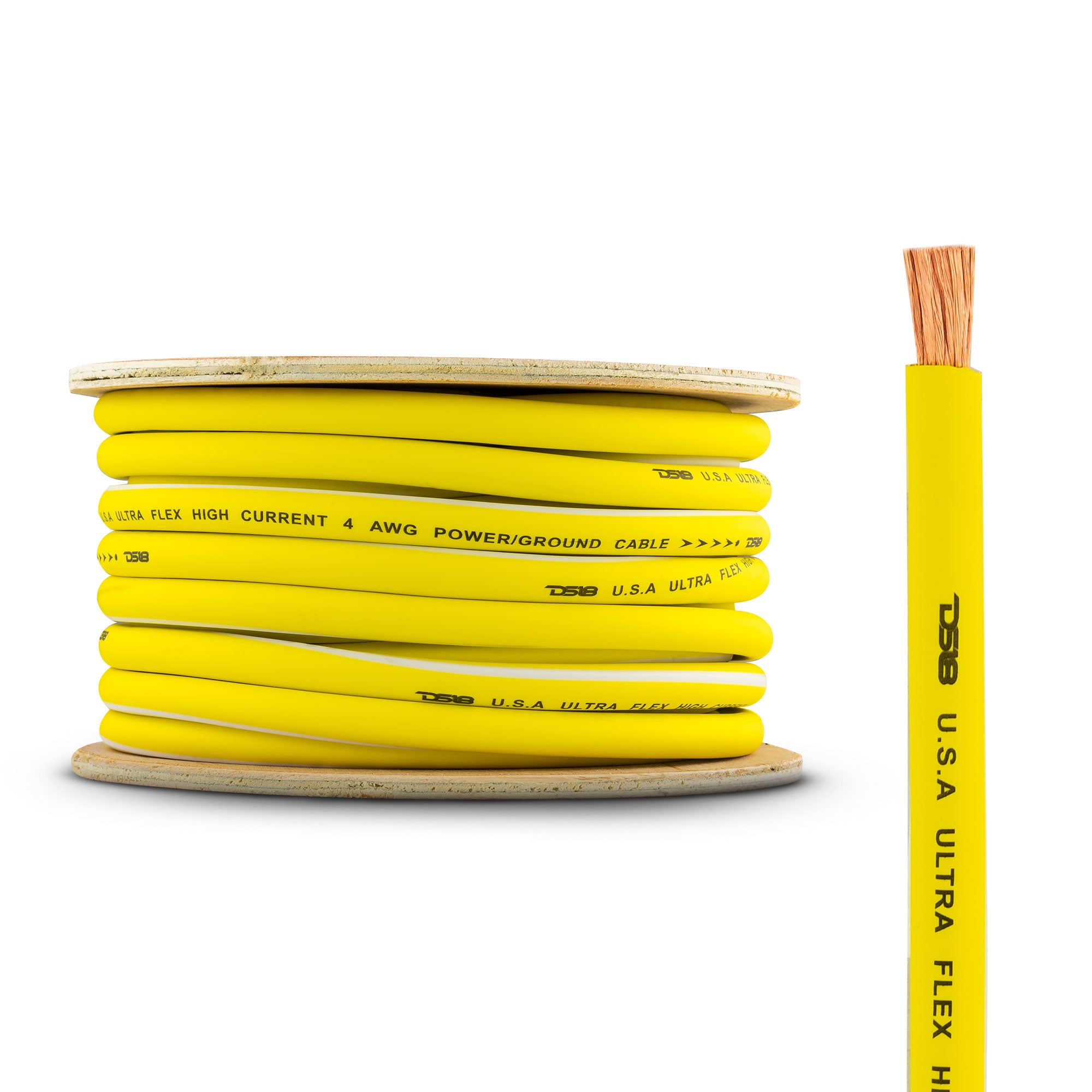 DS18 PW-OFC4GA-50YL 4-GA 100% OFC Ground, Power Cable, 50 Feet -Yellow