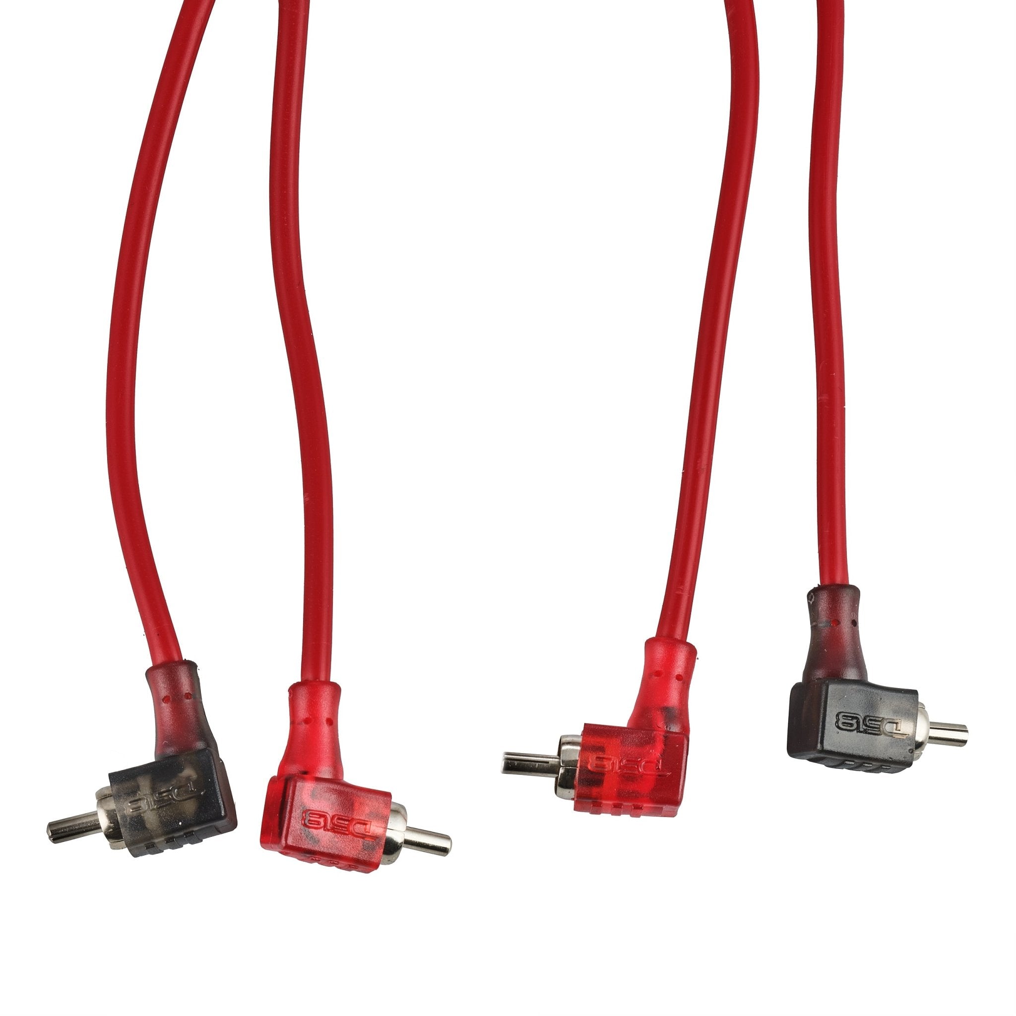 DS18 R16.L 100% OFC Ultra Flex 2-Channel RCA with 90 Degree Ends, Dual Twist Wire, Red Braided Jacket - 16 ft