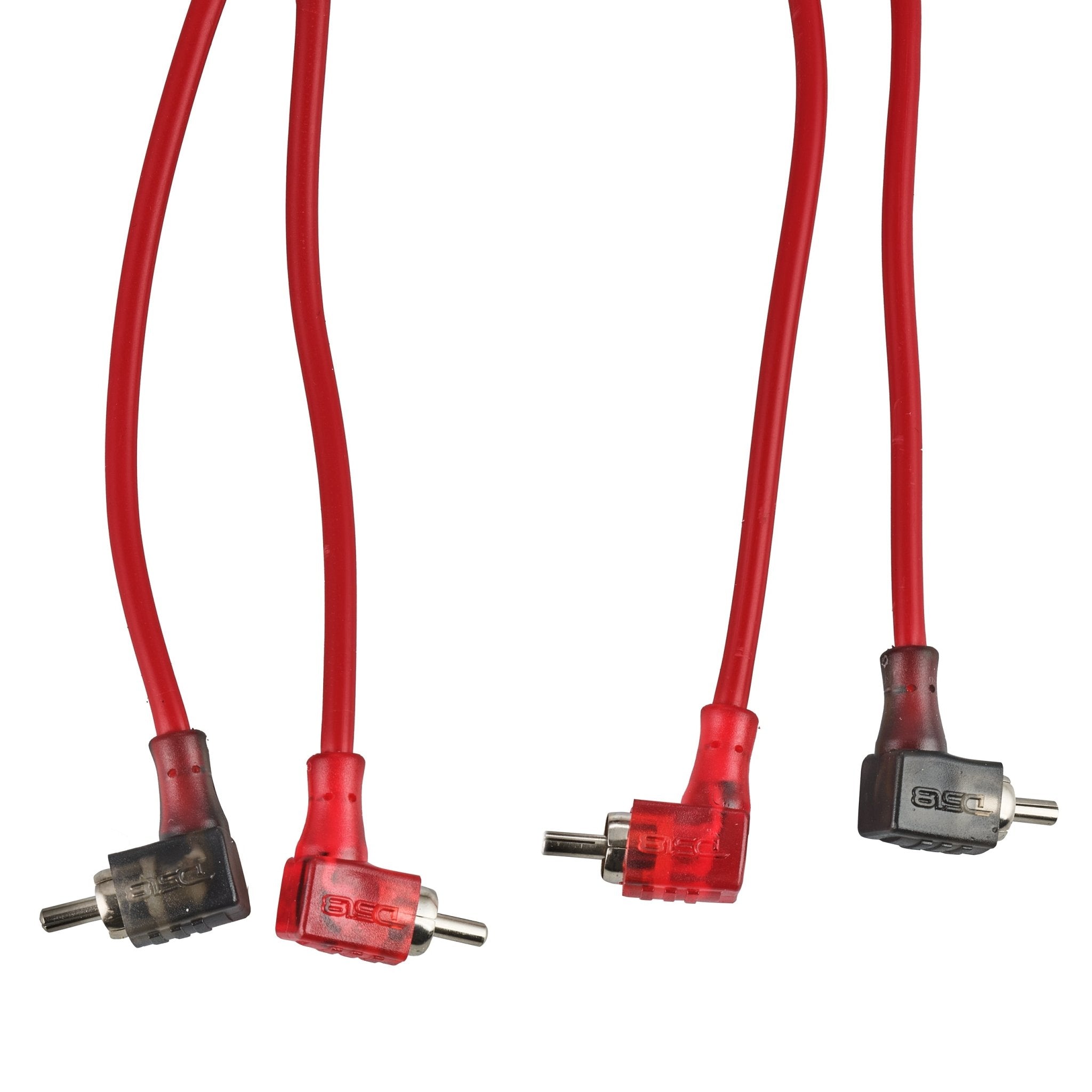 DS18 R20.L 100% OFC Ultra Flex 2-Channel RCA with 90 Degree Ends, Dual Twist Wire, Red Braided Jacket - 20 ft
