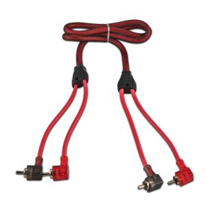 DS18 R3.L 100% OFC Ultra Flex 2-Channel RCA with 90 Degree Ends, Dual Twist Wire, Red Braided Jacket - 3 ft