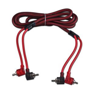 DS18 R6.L 100% OFC Ultra Flex 2-Channel RCA with 90 Degree Ends, Dual Twist Wire, Red Braided Jacket - 6 ft
