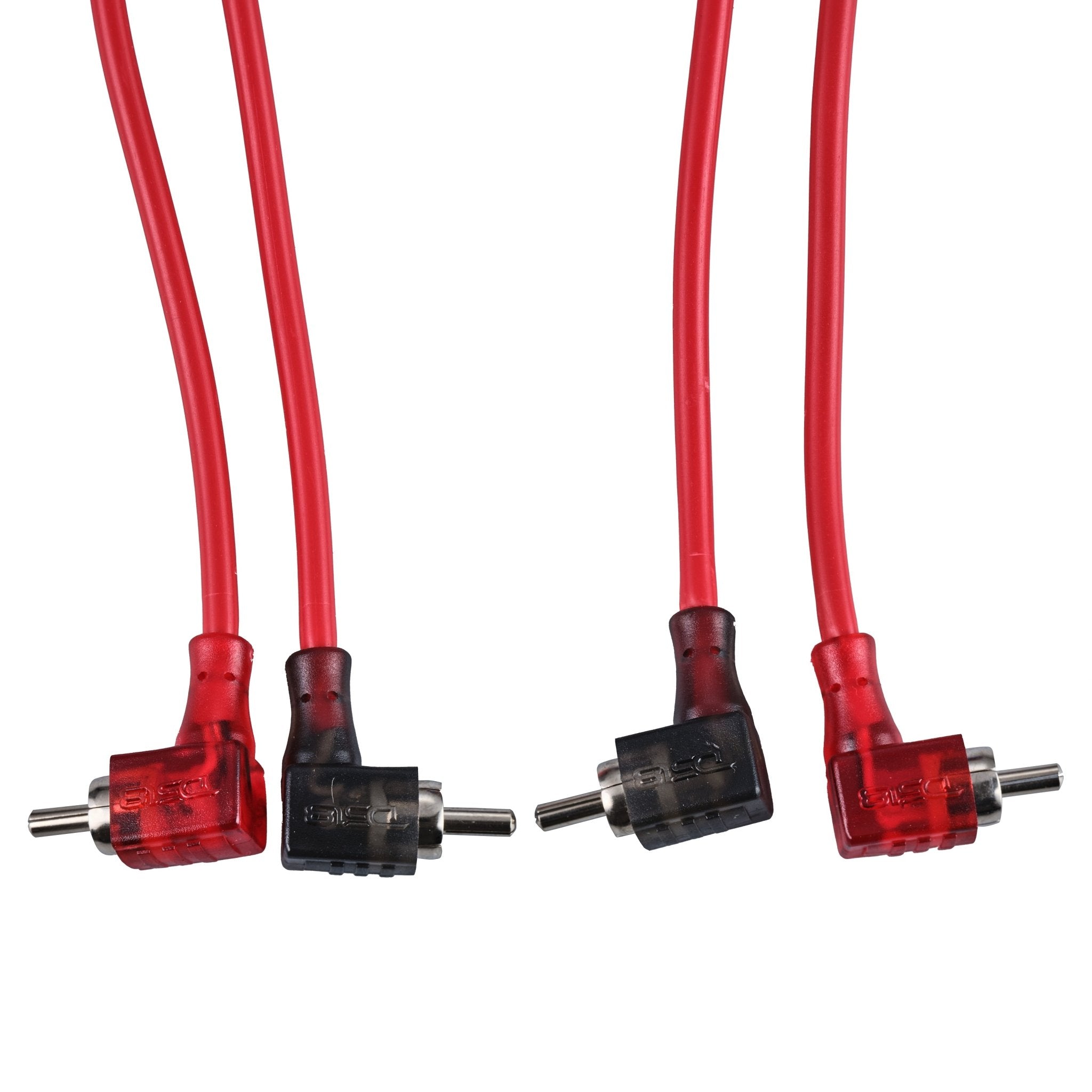 DS18 R6.L 100% OFC Ultra Flex 2-Channel RCA with 90 Degree Ends, Dual Twist Wire, Red Braided Jacket - 6 ft