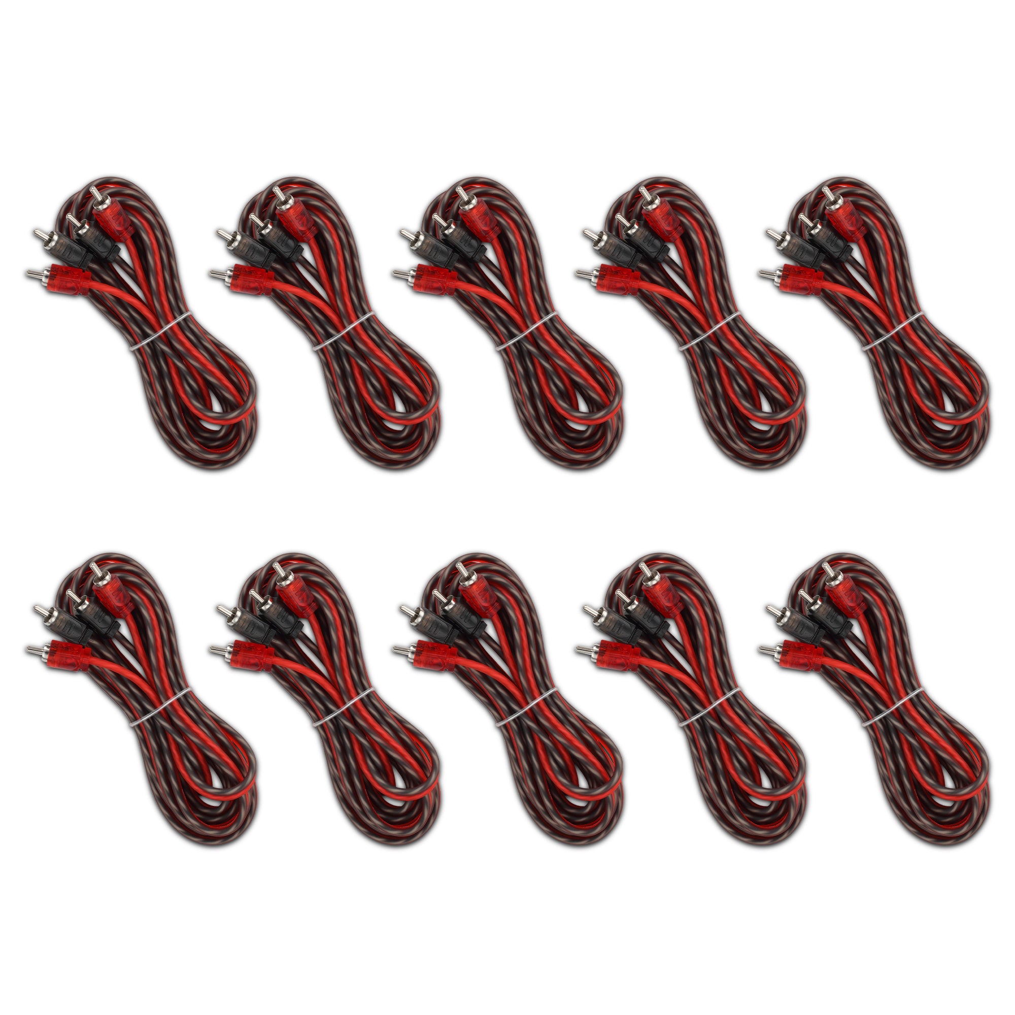 DS18 RCA-12FT.10PK 12 ft Ultra Flex 100% OFC RCA Cable Wire – 10-Pack