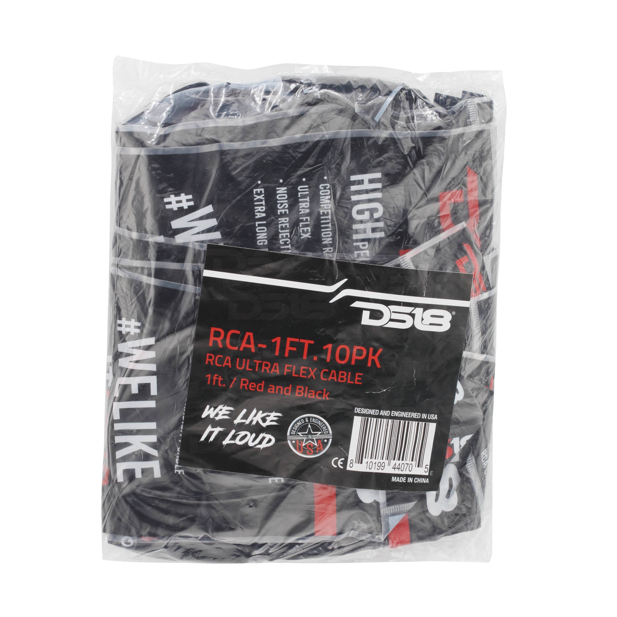 DS18 RCA-1FT.10PK 1 ft Ultra Flex 100% OFC RCA Cable Wire – 10-Pack