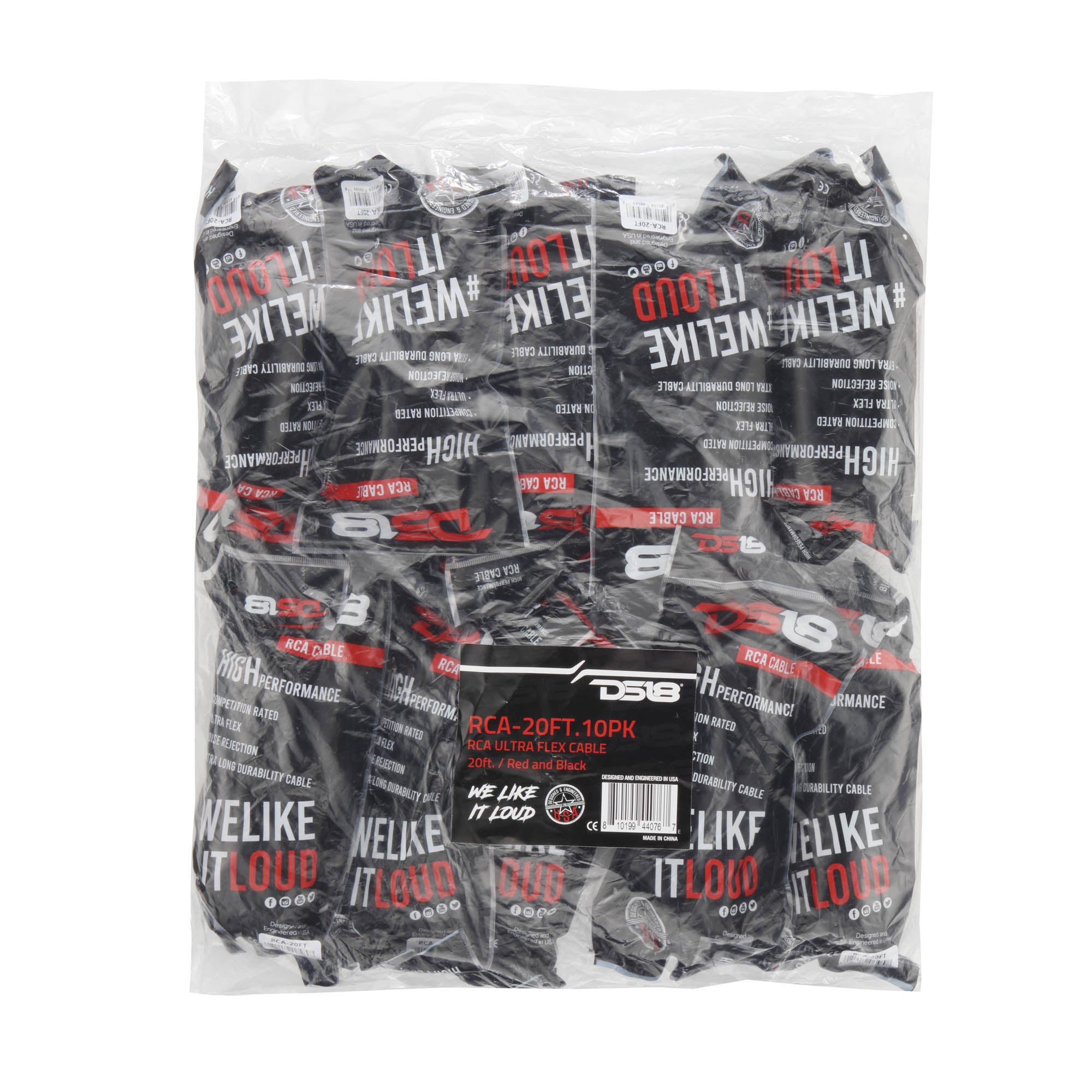 DS18 RCA-20FT.10PK 20 ft Ultra Flex 100% OFC RCA Cable Wire – 10-Pack