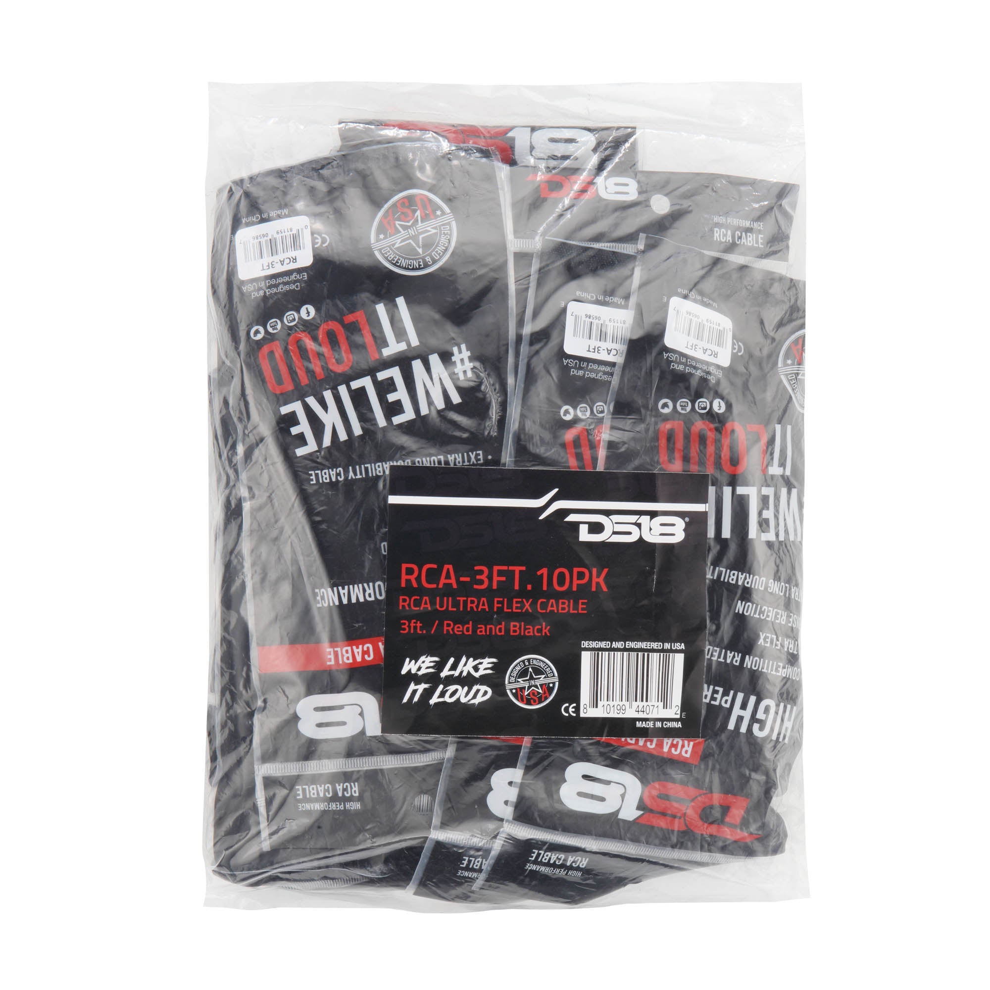 DS18 RCA-3FT.10PK 3 ft Ultra Flex 100% OFC RCA Cable Wire – 10-Pack