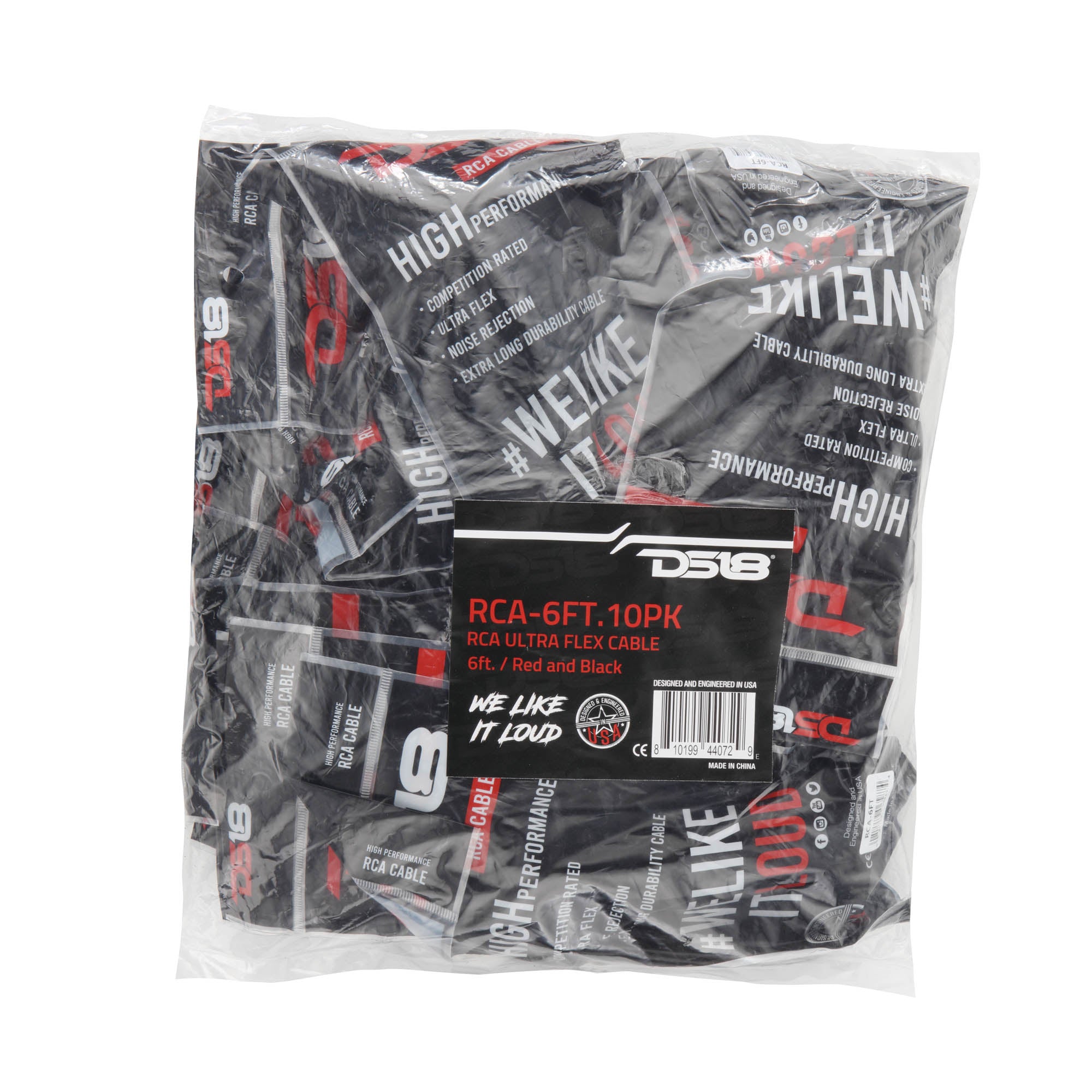 DS18 RCA-6FT.10PK 6 ft Ultra Flex 100% OFC RCA Cable Wire – 10-Pack