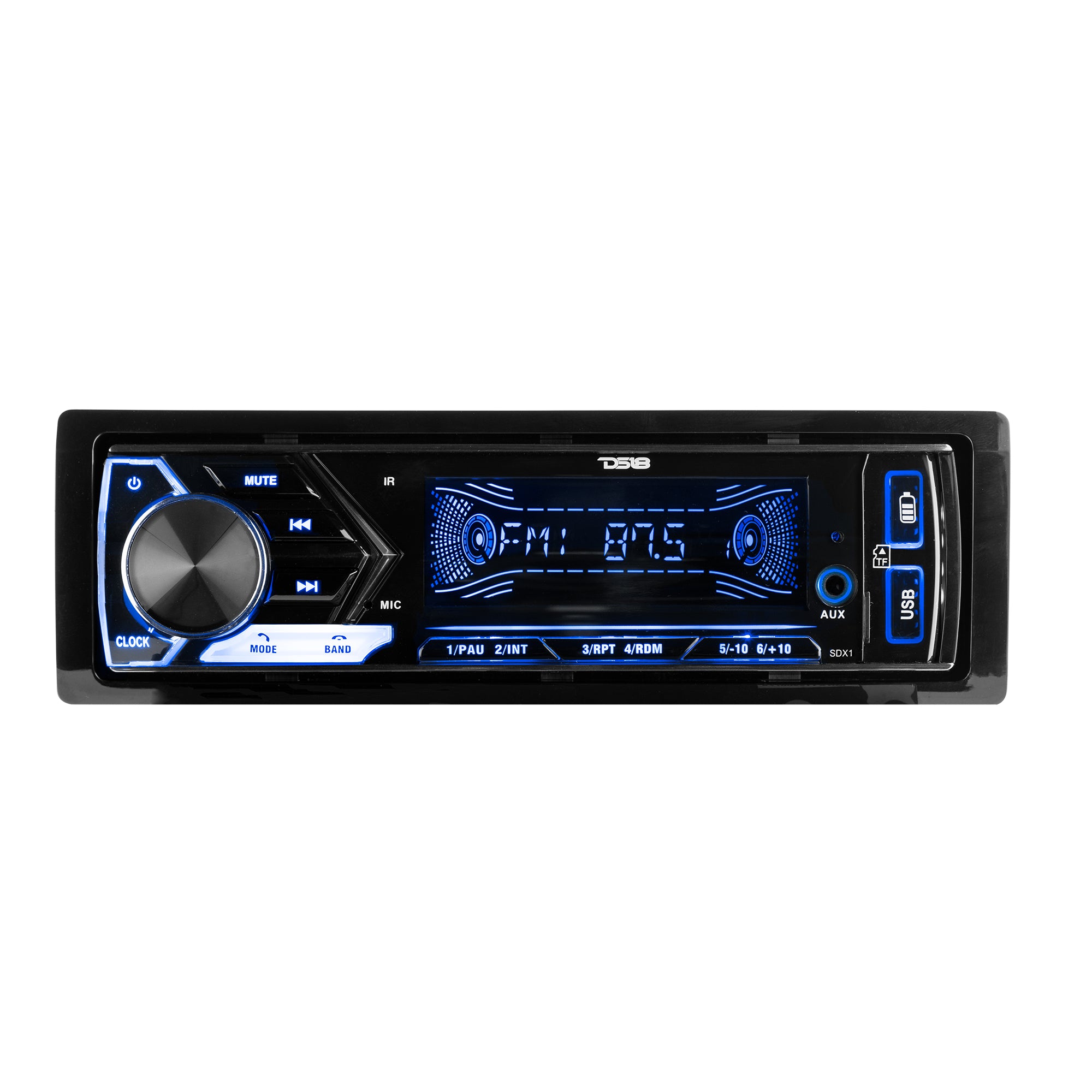 DS18 SDX1 Single-DIN Digital Media Receiver Mech-Less Player, Bluetooth, Dual USB ,7 Volt Preouts