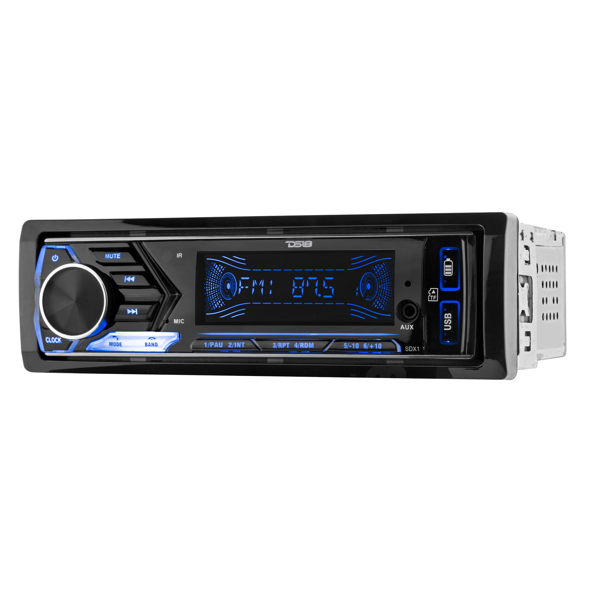 DS18 SDX1 Single-DIN Digital Media Receiver Mech-Less Player, Bluetooth, Dual USB ,7 Volt Preouts
