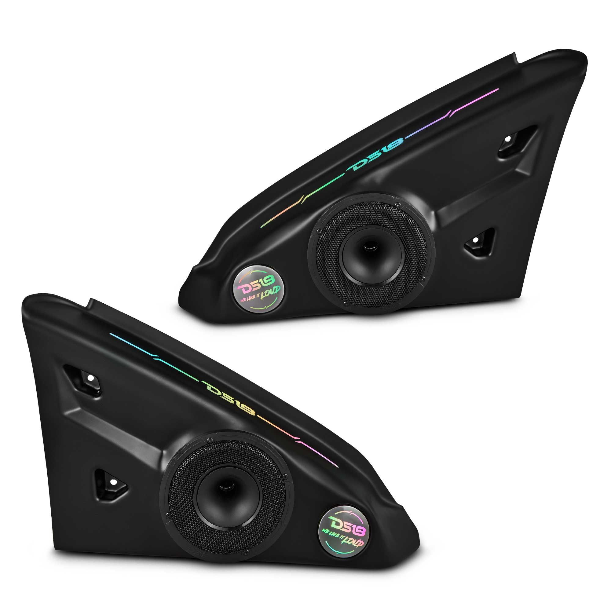 DS18 SLG-AR6LDV2 Polaris Slingshot Inside Armrest Speaker Panels Loaded | 2 x PRO-HY6.4MSL and Digital LED Lights | 2015 - Current