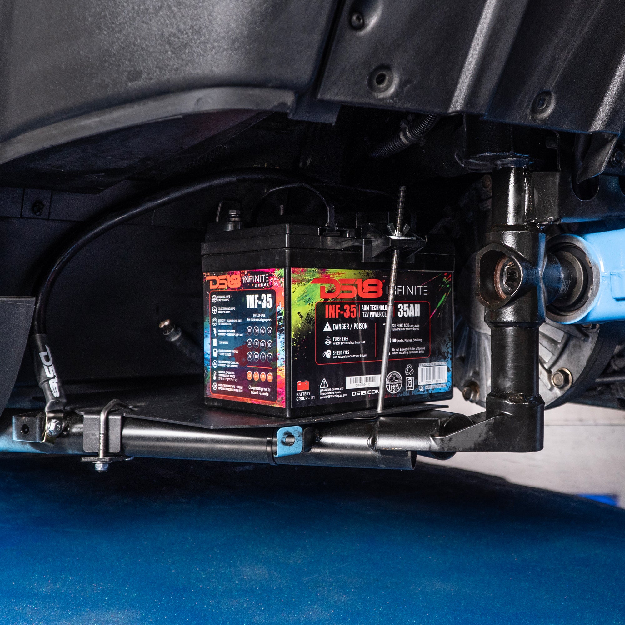 DS18 SLG-DBATT-20UP Polaris Slingshot 2020+ Second Battery Mount Kit – Heavy-Duty Auxiliary Battery Tray