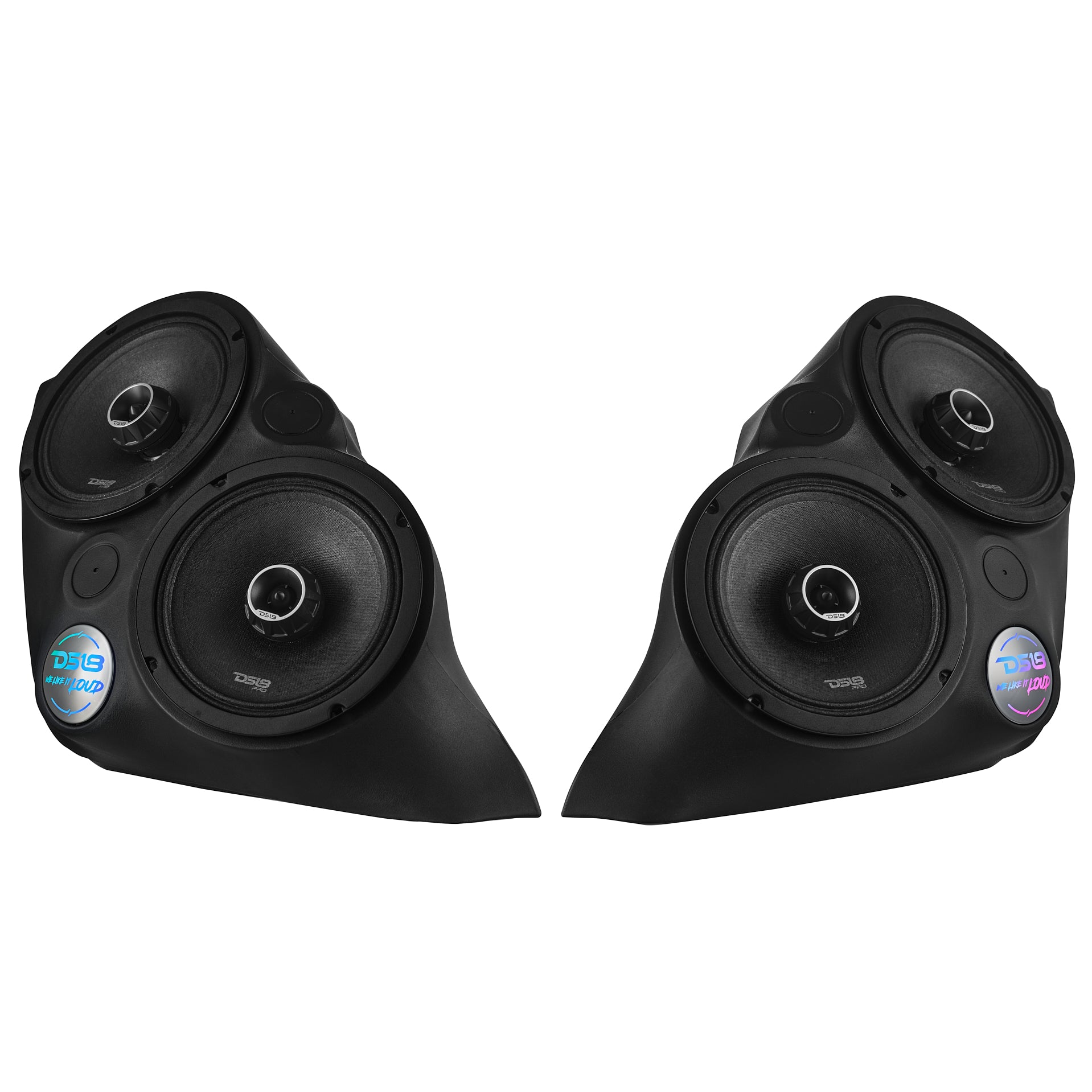 DS18 SLG-F82 Polaris Slingshot Front Fender Dual 8" Speaker Pods With Digital LED Lighting