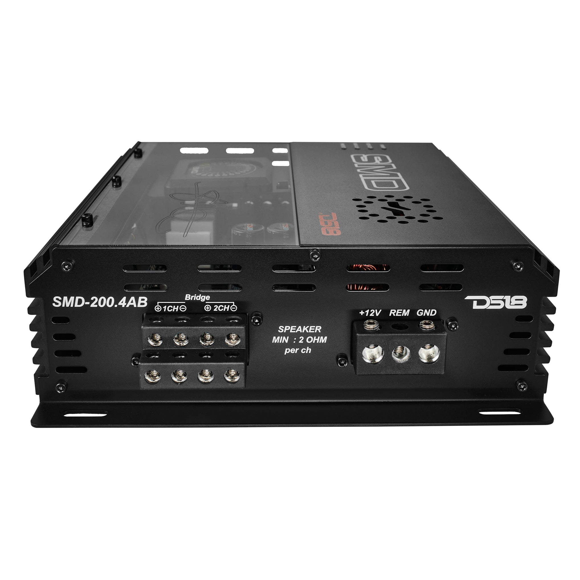 DS18 SMD-200.4AB SMD 4-Channel Class AB Amplifier with VM-1 Voltmeter and Digital LED Lights 4 x 200W at 2-ohm - Steve Meade Designs