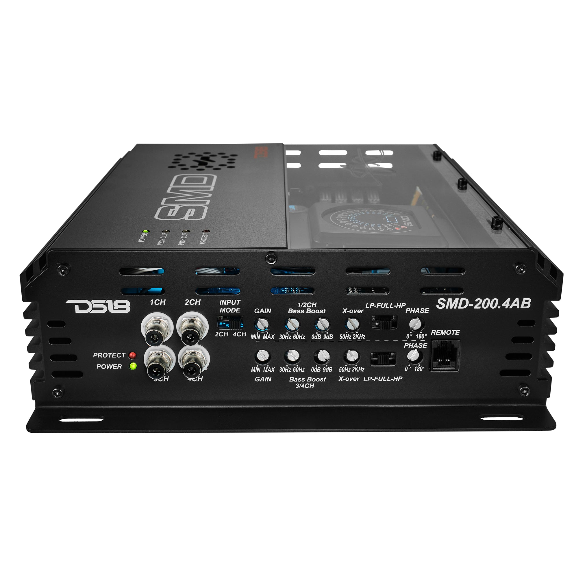 DS18 SMD-200.4AB SMD 4-Channel Class AB Amplifier with VM-1 Voltmeter and Digital LED Lights 4 x 200W at 2-ohm - Steve Meade Designs