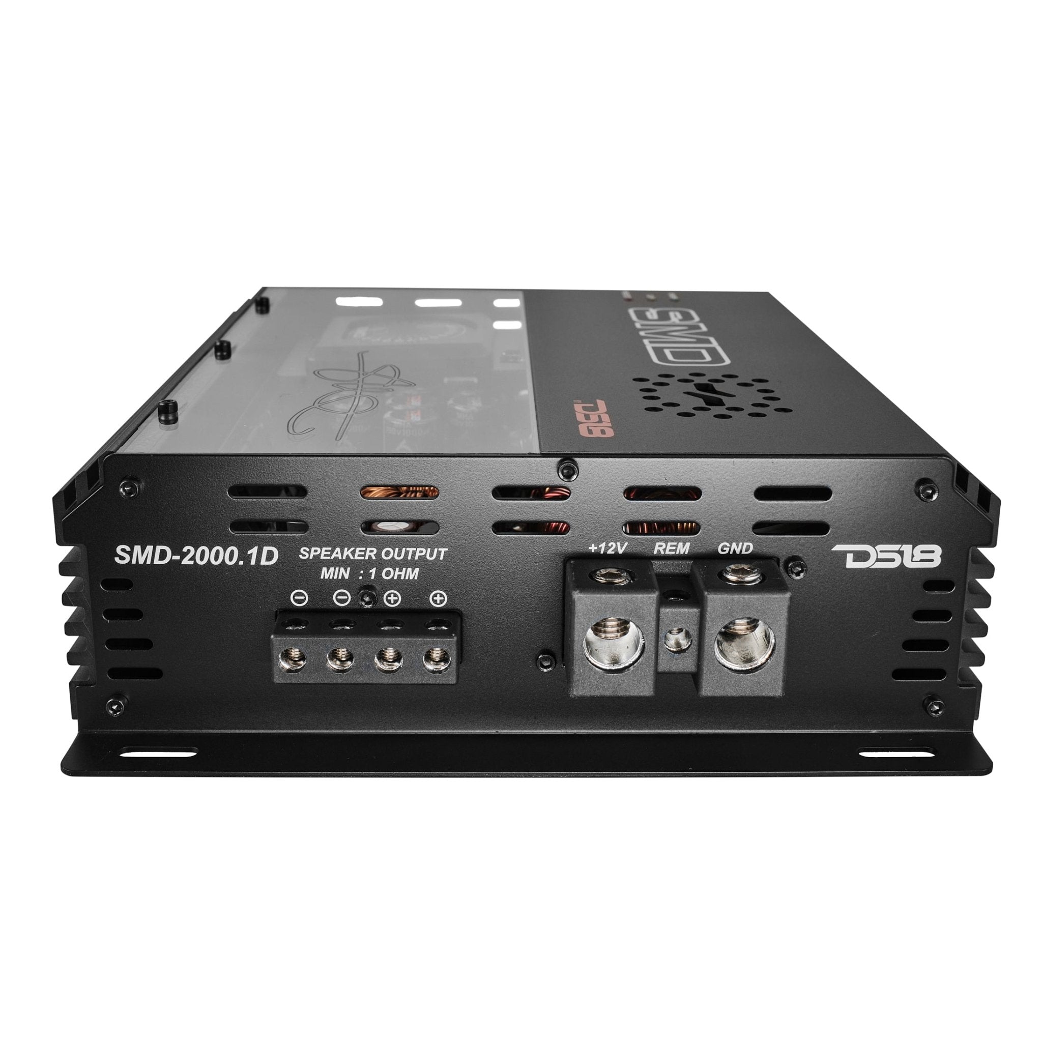 DS18 SMD-2000.1D SMD Monoblock Amplifier with VM-1 Voltmeter and Digital LED Lights 2000W RMS at 1-ohm - Steve Meade Designs