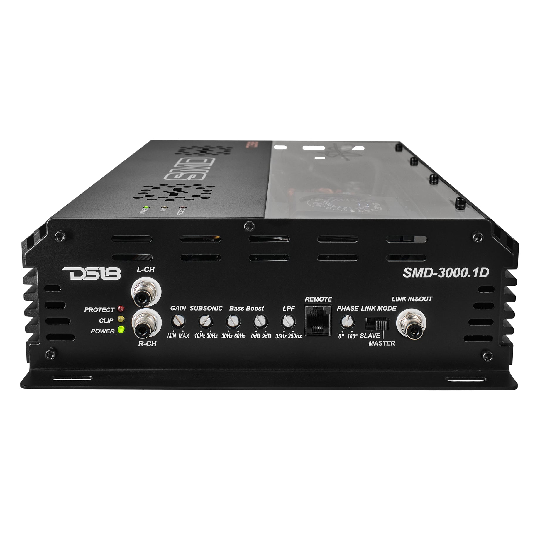 DS18 SMD-3000.1D SMD Monoblock Amplifier with VM-1 Voltmeter and Digital LED Lights 3000W RMS at 1-ohm - Steve Meade Designs