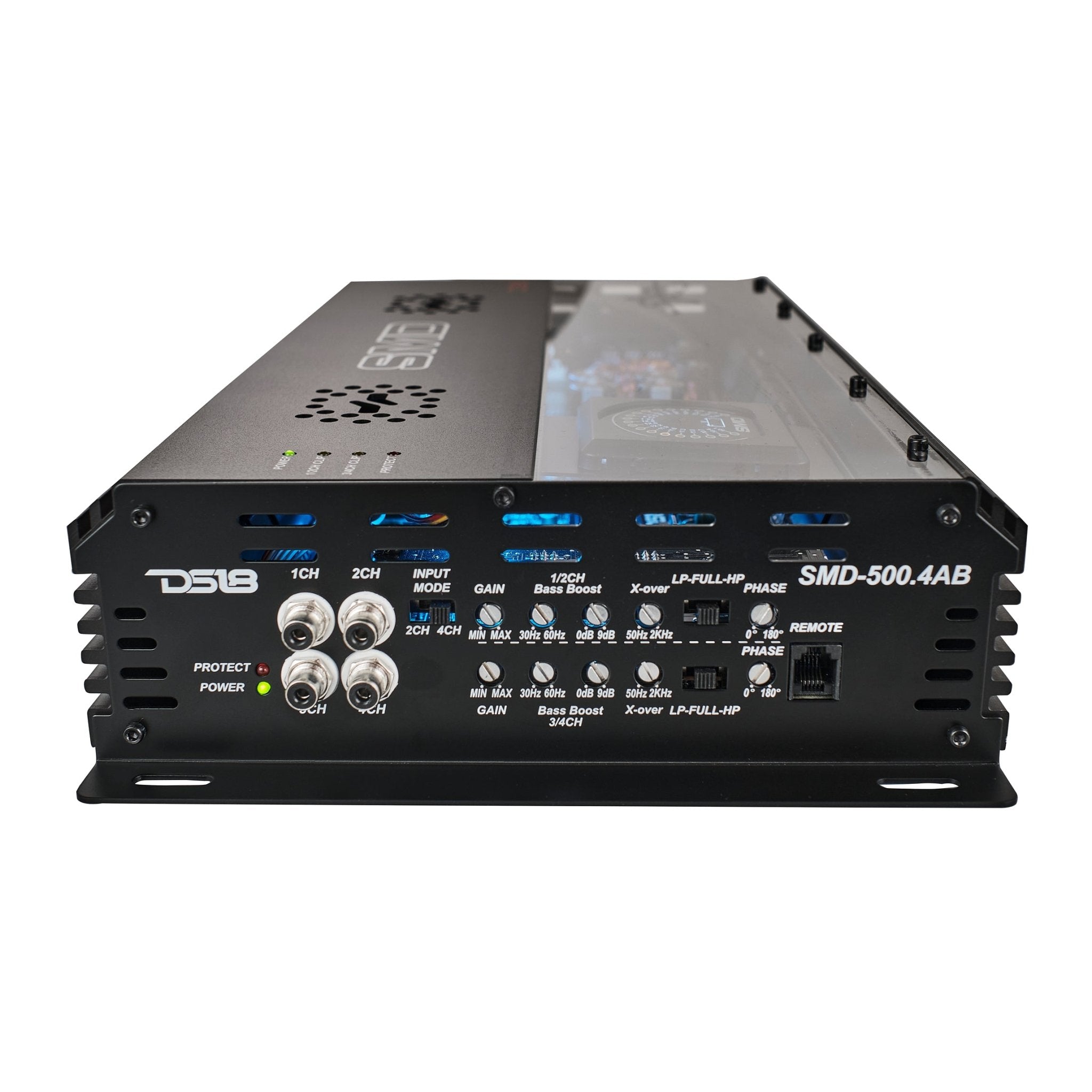 DS18 SMD-500.4AB SMD 4-Channel Class AB Amplifier with VM-1 Voltmeter and Digital LED Lights 4 x 500W at 2-Ohm - Steve Meade Designs
