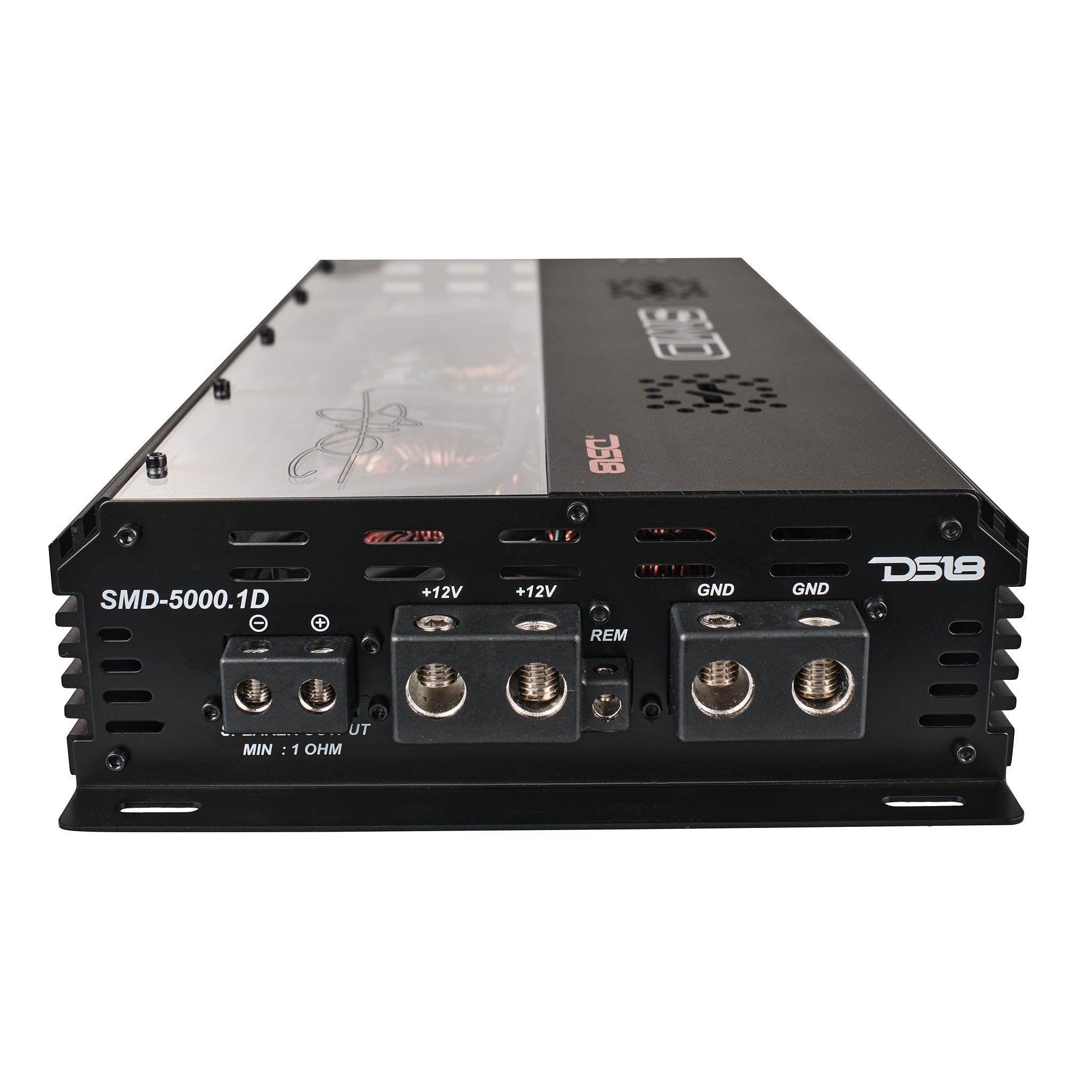 DS18 SMD-5000.1D SMD Monoblock Amplifier with VM-1 Voltmeter and Digital LED Lights 5000W RMS at 1-ohm - Steve Meade Designs