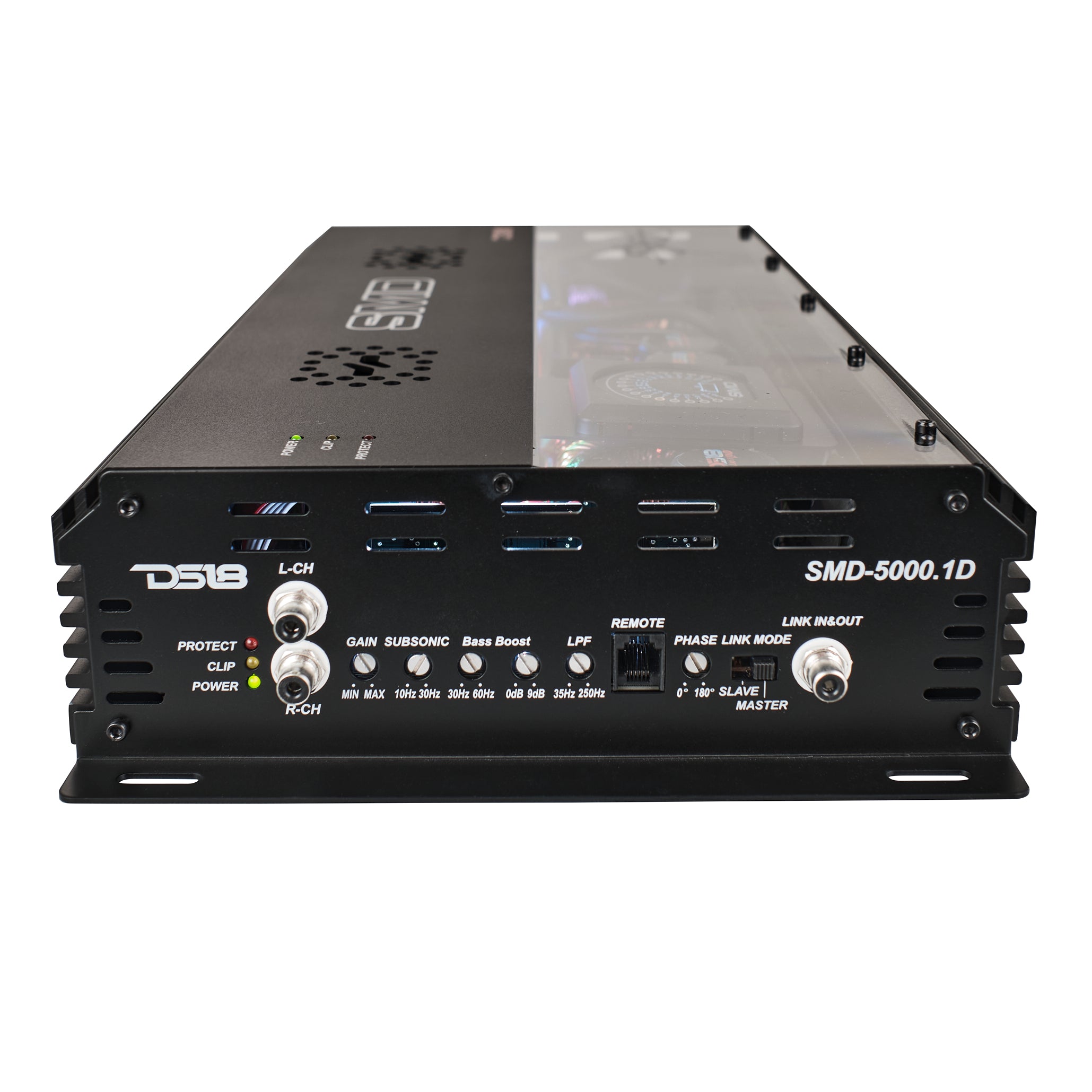 DS18 SMD-5000.1D SMD Monoblock Amplifier with VM-1 Voltmeter and Digital LED Lights 5000W RMS at 1-ohm - Steve Meade Designs