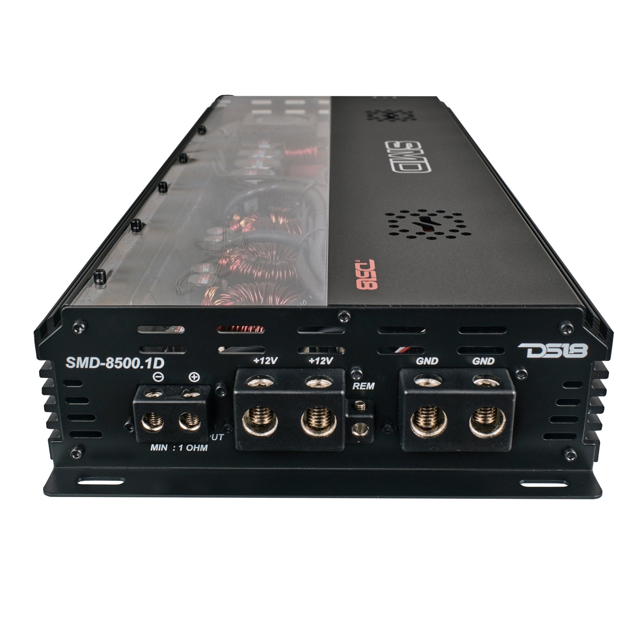 DS18 SMD-8500.1D SMD Monoblock Amplifier with VM-1 Voltmeter and Digital LED Lights 8500W RMS at 1-ohm - Steve Meade Designs