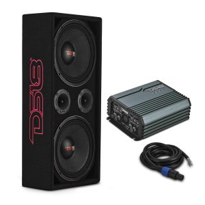 DS18 VOC10LD-PK Loaded Voceteo Enclosure with Dual 10" Mids, Dual 3.78" Tweeters, Amplifier & Speakon Cable