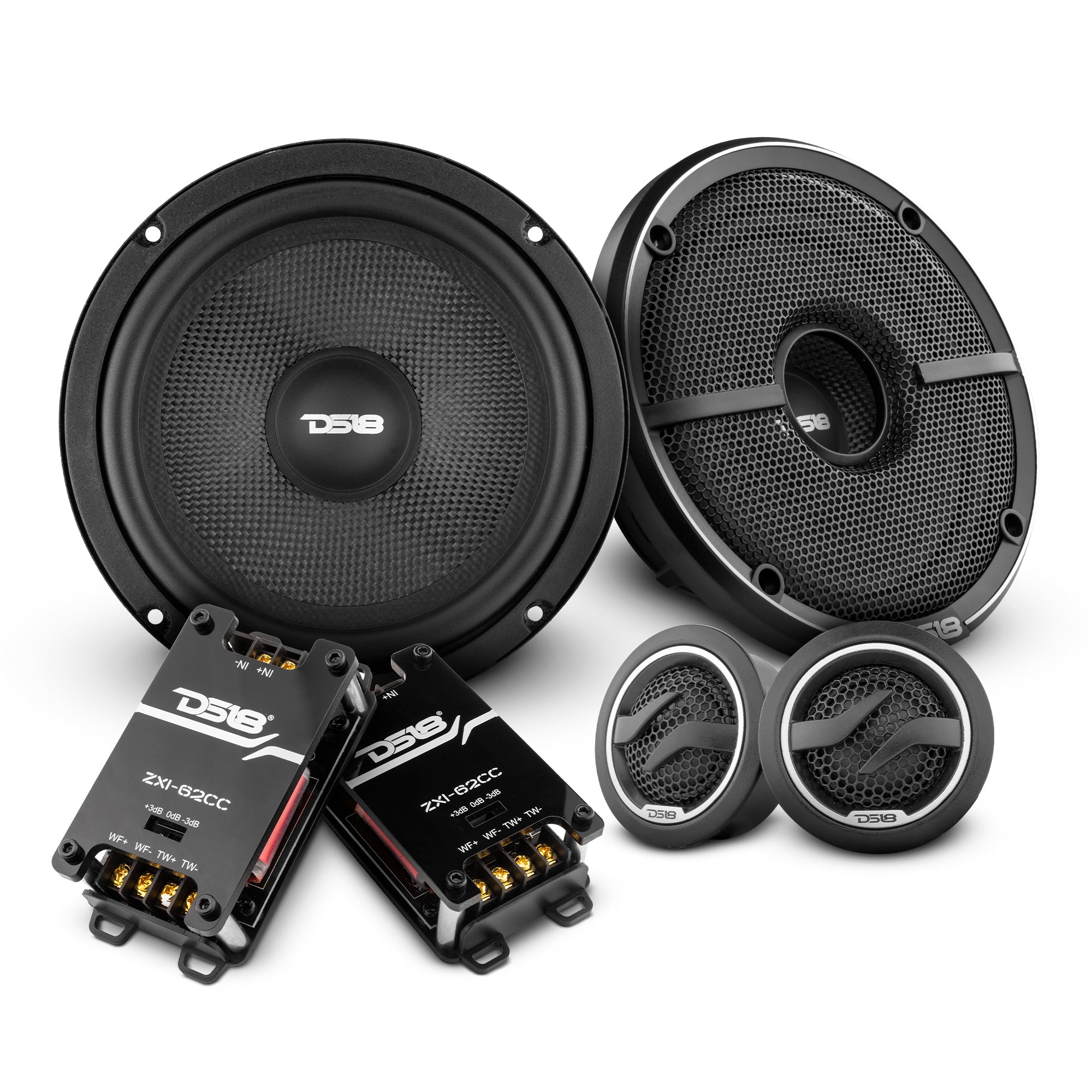 DS18 ZXI-62C ZXI 6.5" 2- Way Component Speaker System with Kevlar Cone | 120 Watts Rms 4-Ohm
