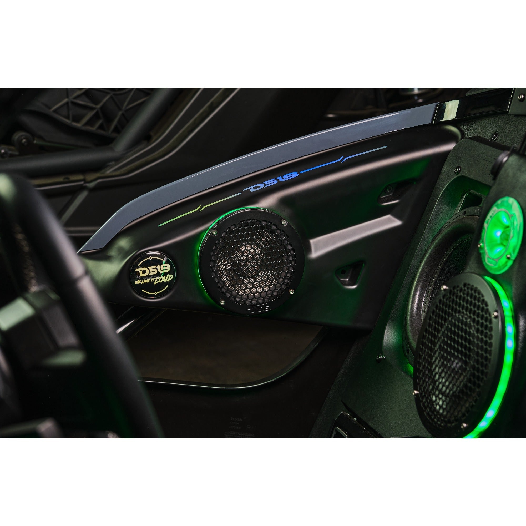 DS18 SLG-AR6V2 Polaris Slingshot Arm Rest Empty Enclosure With Digital Led Lights fits 2 x 6.5" Speakers | 2015 - Current