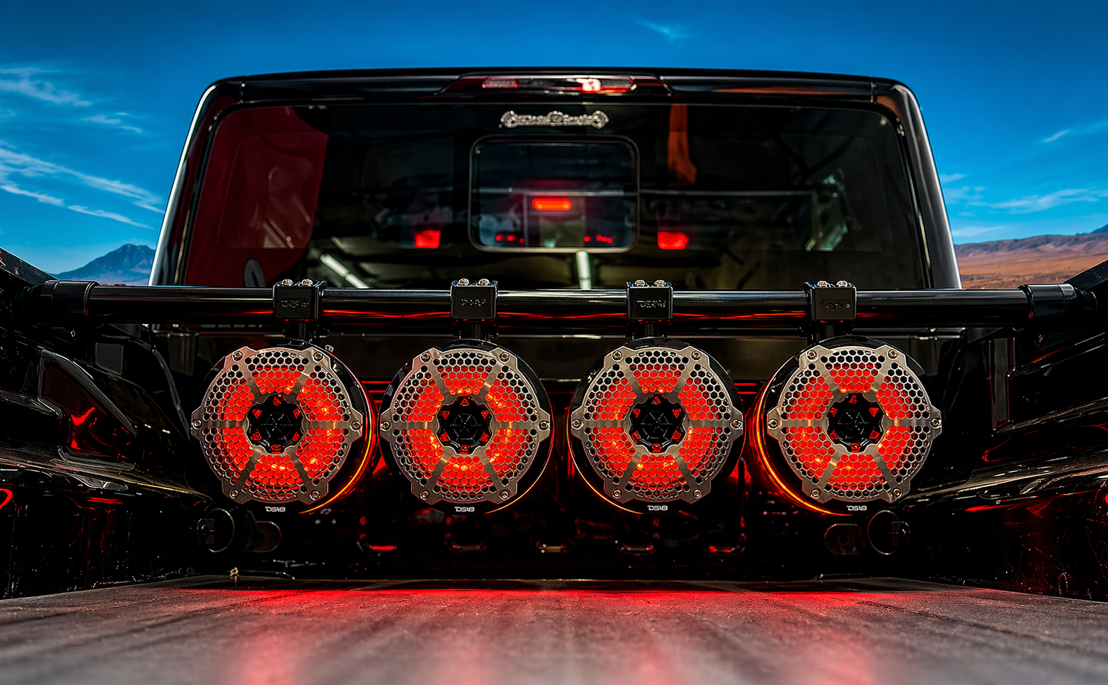 DS18 JT-TUBE/BK Jeep Gladiator JT Bed-Mounted Speaker Tower Bar | Adjustable Width | 2” Tube | Multi-Speaker Setup (Up to 8)
