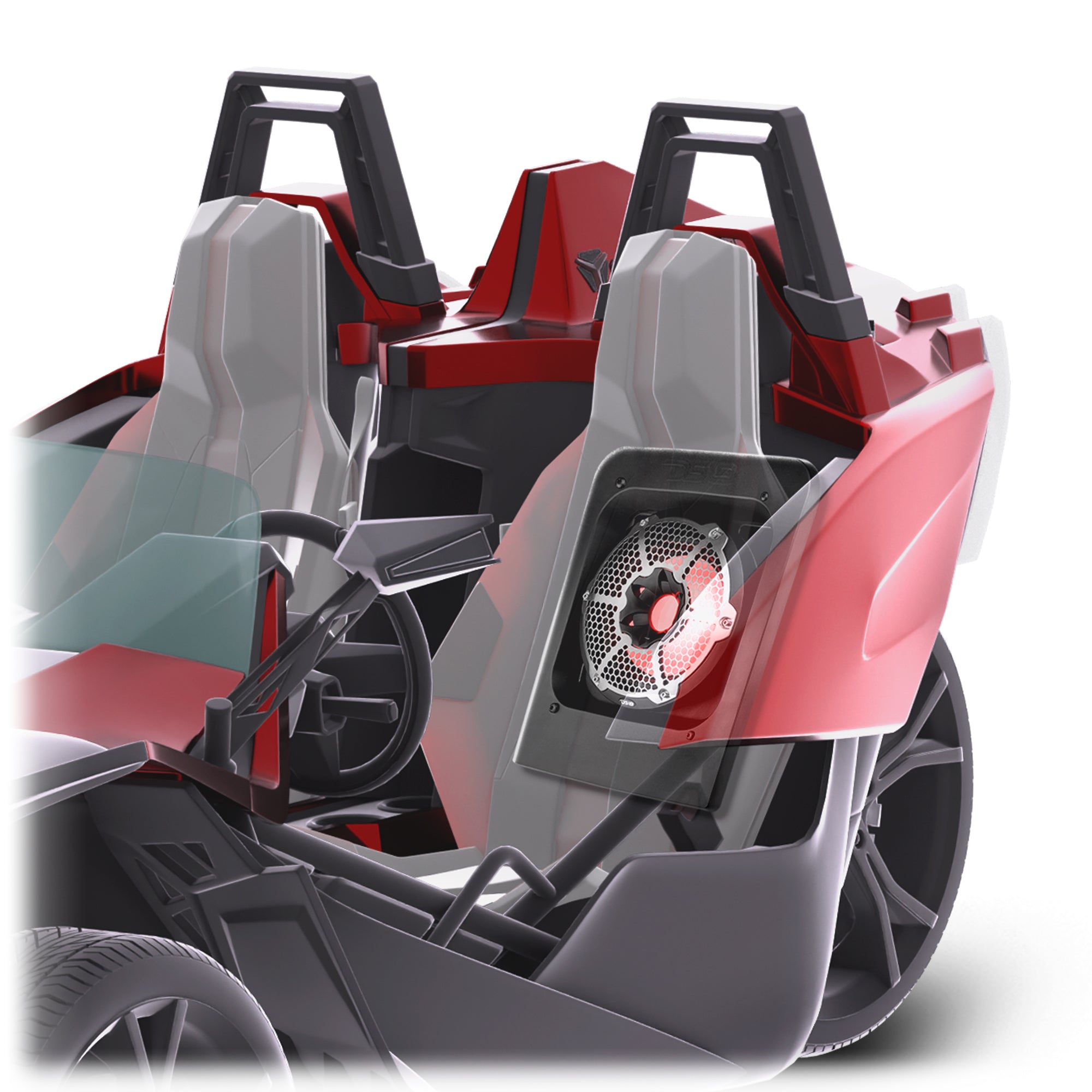 DS18 SLG-RSUB10 Polaris Slingshot Rear 10" Subwoofer Empty Enclosure - Fits Either Passenger or Driver Side | 2015 - Current