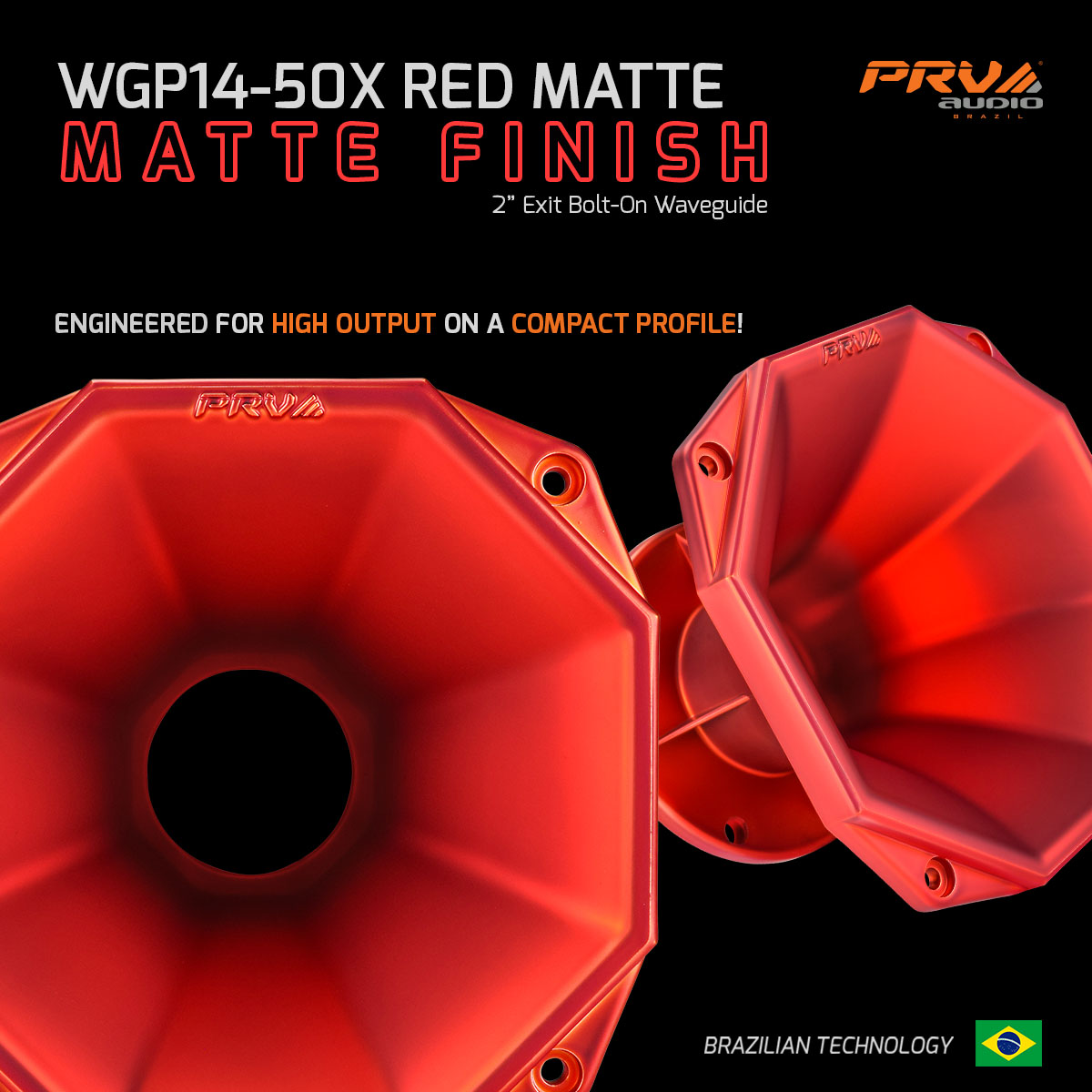 PRV 2 inch Exit Octagonal Horn 60 x 60 RED MATTE PRV-WGP14-50XRedMatte - Image 2