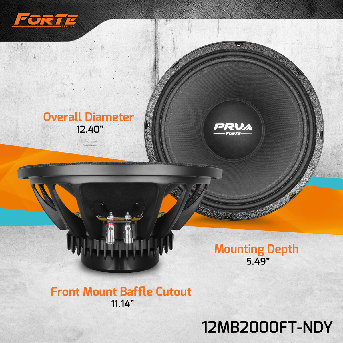 PRV 12 inch 8 Ohm Forte Series Neodymium MidBass Speaker PRV-12MB2000FT-NDY - Image 4