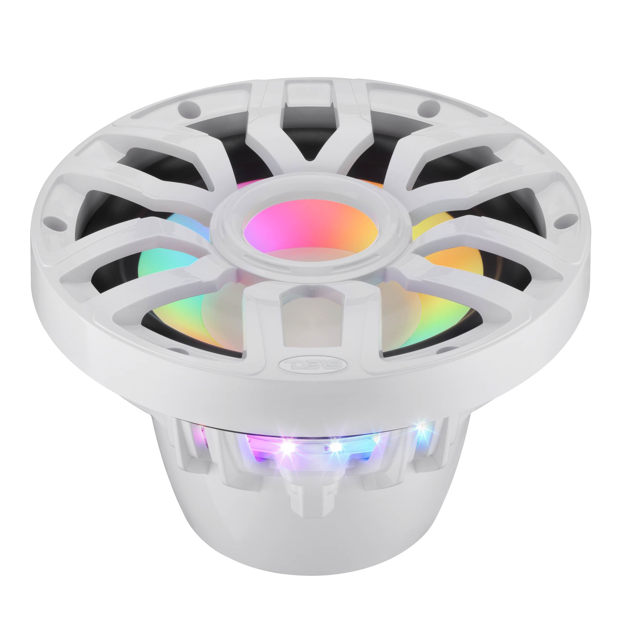 DS18 NXL-IQ10.2SUB/WH 10" NXL-iQ Marine Subwoofer with Digital LED Lights - 500W RMS 2-Ohm SVC, White - Image 4