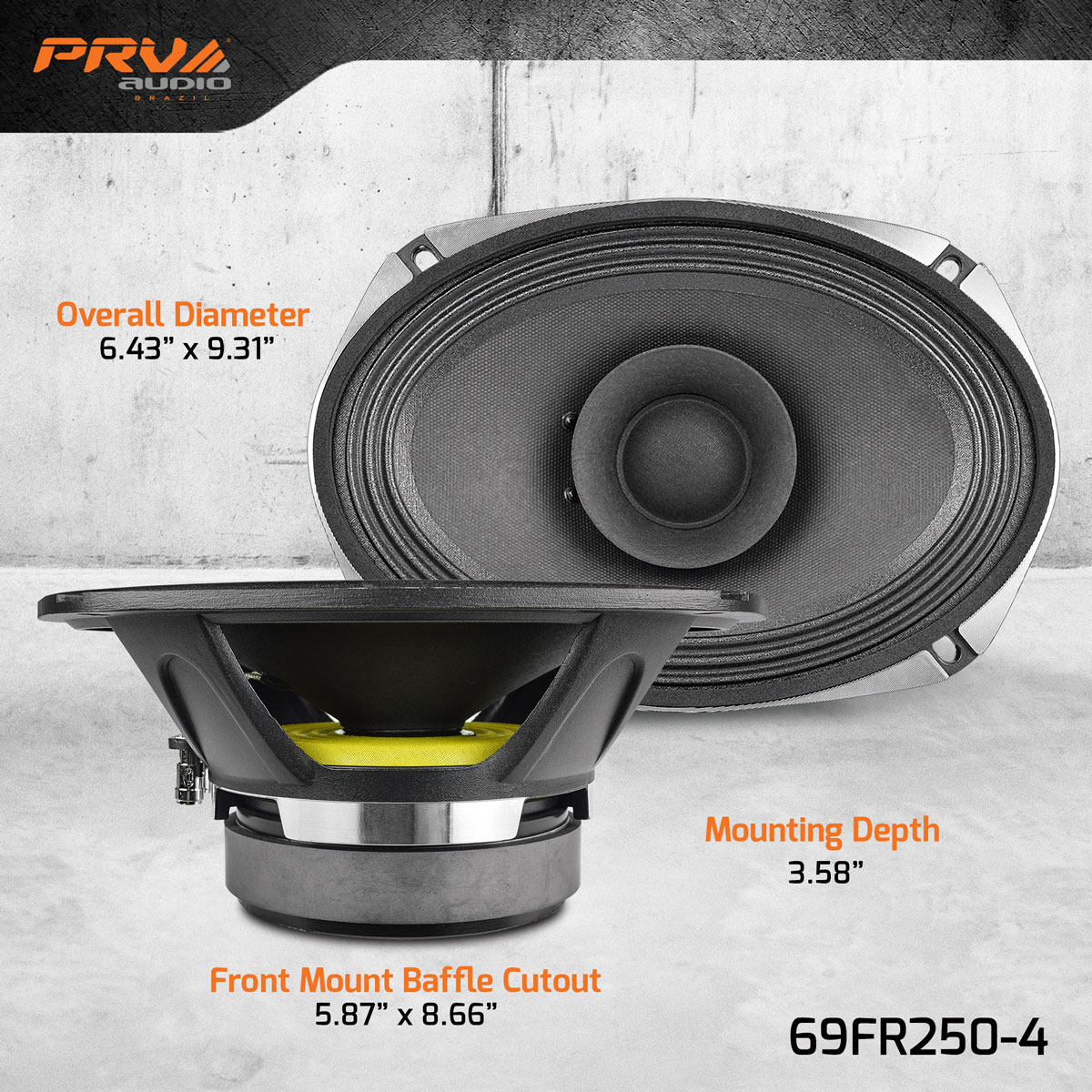 PRV 6x9 inch 4 Ohm Full Range Speaker PRV-69FR250-4 - Image 4