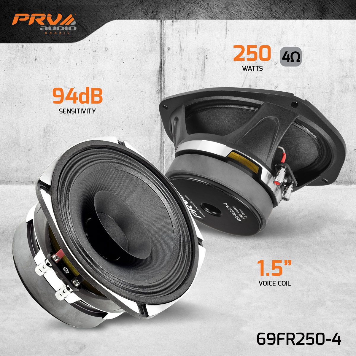 PRV 6x9 inch 4 Ohm Full Range Speaker PRV-69FR250-4 - Image 2