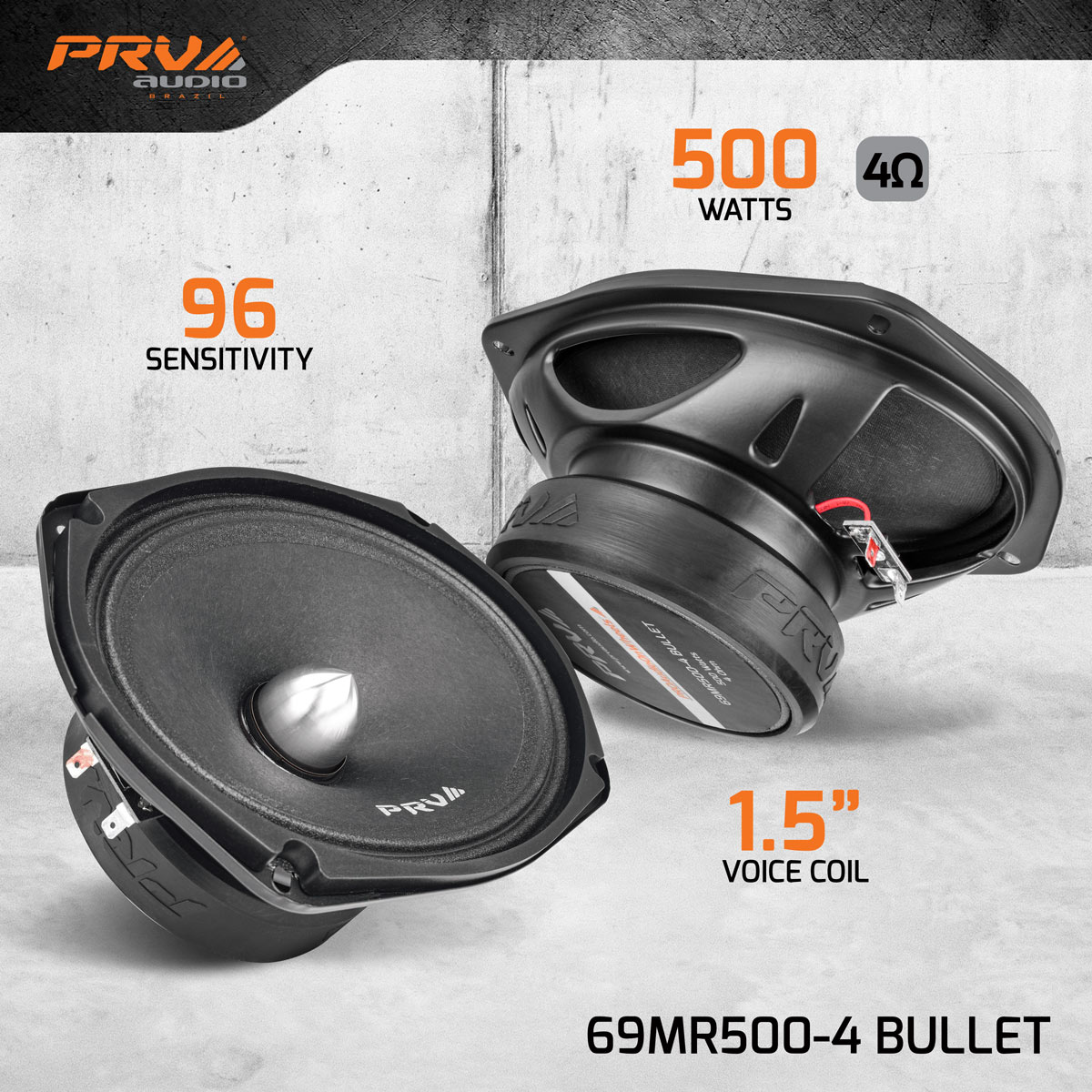 PRV 6x9 inch 4 Ohm Bullet Mid Range Speaker PRV-69MR500-4BULLET - Image 2