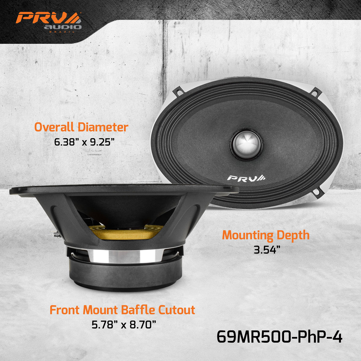 PRV 6x9 inch 4 Ohm Phase Plug Mid Range Speaker PRV-69MR500-PhP-4 - Image 4