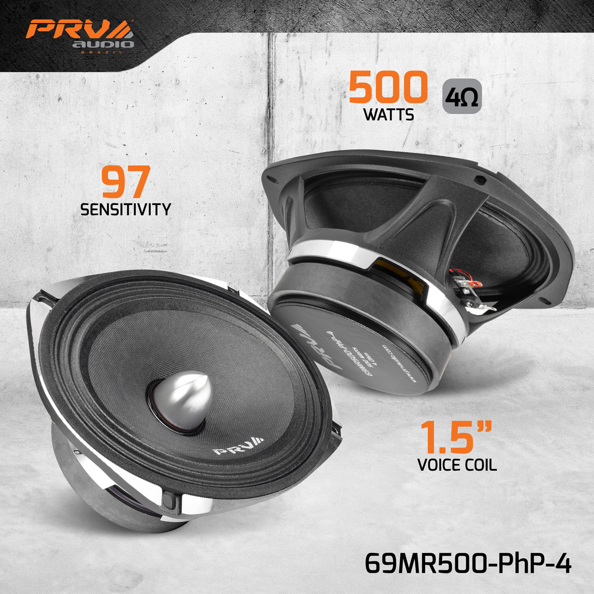 PRV 6x9 inch 4 Ohm Phase Plug Mid Range Speaker PRV-69MR500-PhP-4 - Image 2