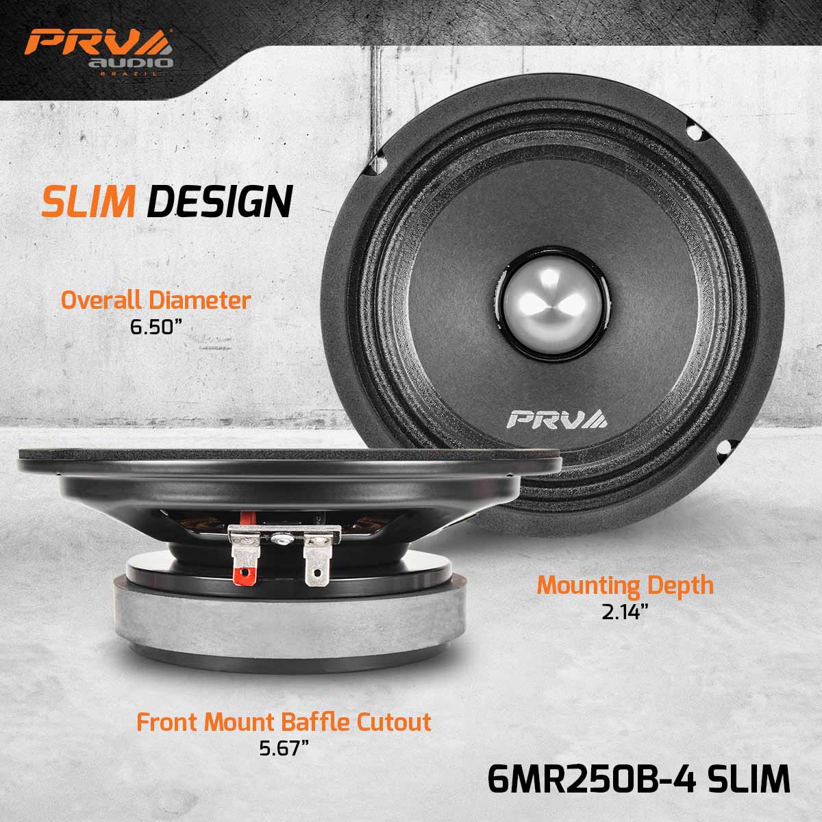 PRV 6.5 inch 4 Ohm SLIM Bullet Mid Range Speaker PRV-6MR250B-4SLIM - Image 4