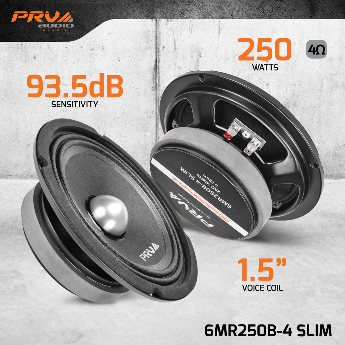 PRV 6.5 inch 4 Ohm SLIM Bullet Mid Range Speaker PRV-6MR250B-4SLIM - Image 2