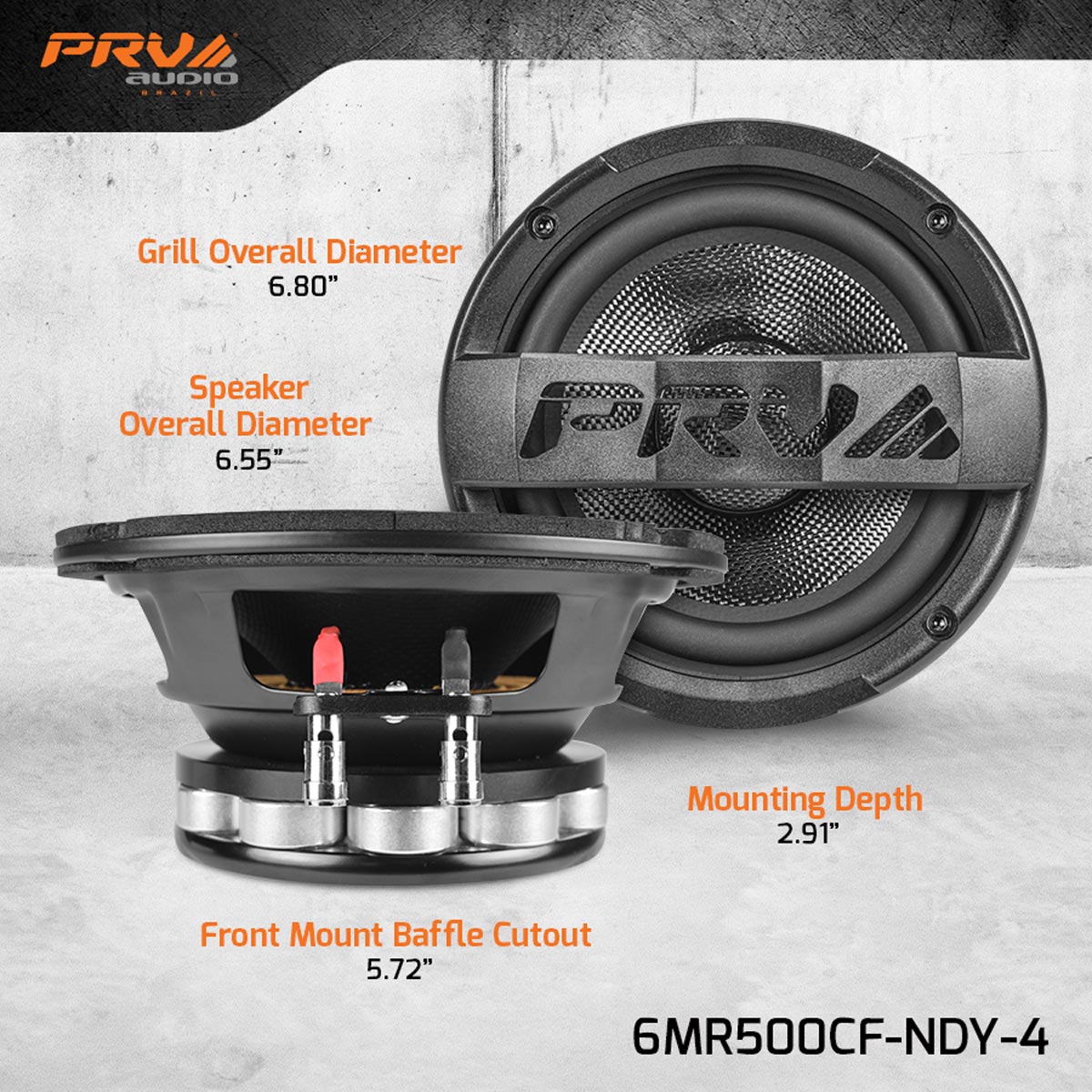 PRV 6.5 inch 4 Ohm Carbon Fiber Neodymium Mid Range Speakers PAIR PRV-6MR500CF-NDY-4 - Image 4
