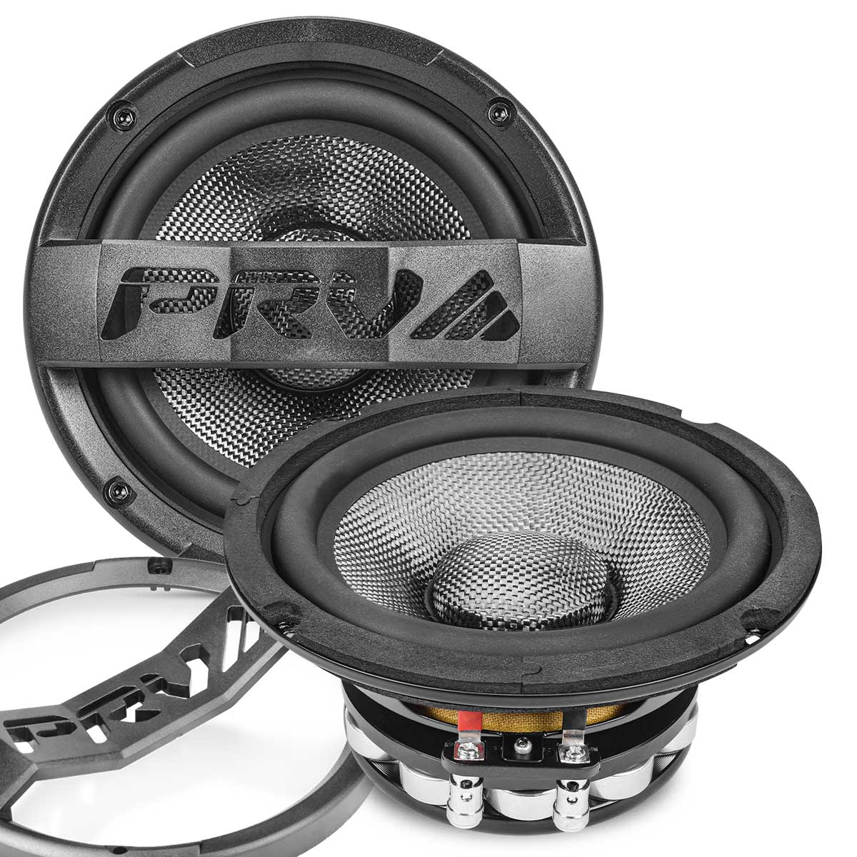 PRV 6.5 inch 4 Ohm Carbon Fiber Neodymium Mid Range Speakers PAIR PRV-6MR500CF-NDY-4