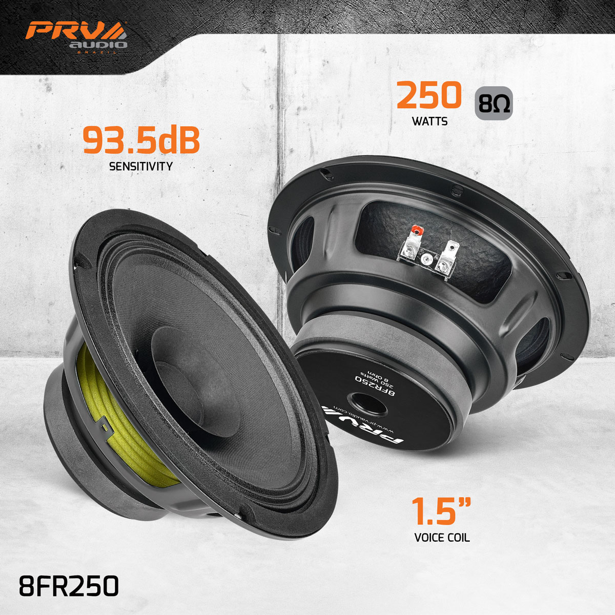 PRV 8 inch 8 Ohm Full Range Speaker PRV-8FR250 - Image 2