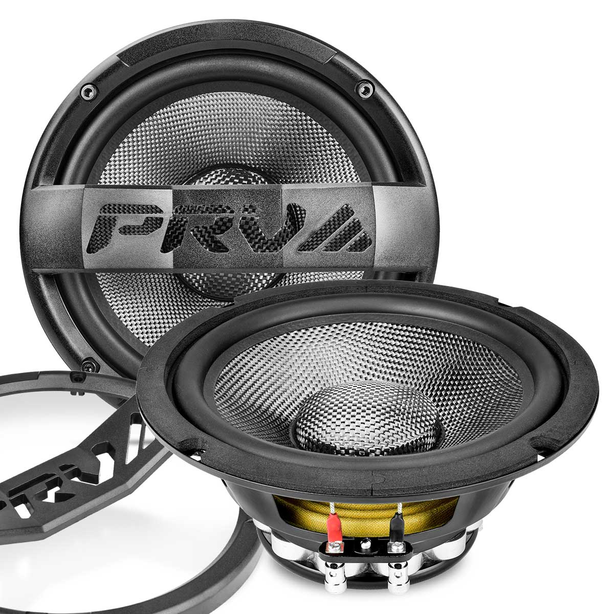 PRV 8 inch 4 Ohm Carbon Fiber Neodymium Mid Range Speakers PAIR PRV-8MR500CF-NDY-4