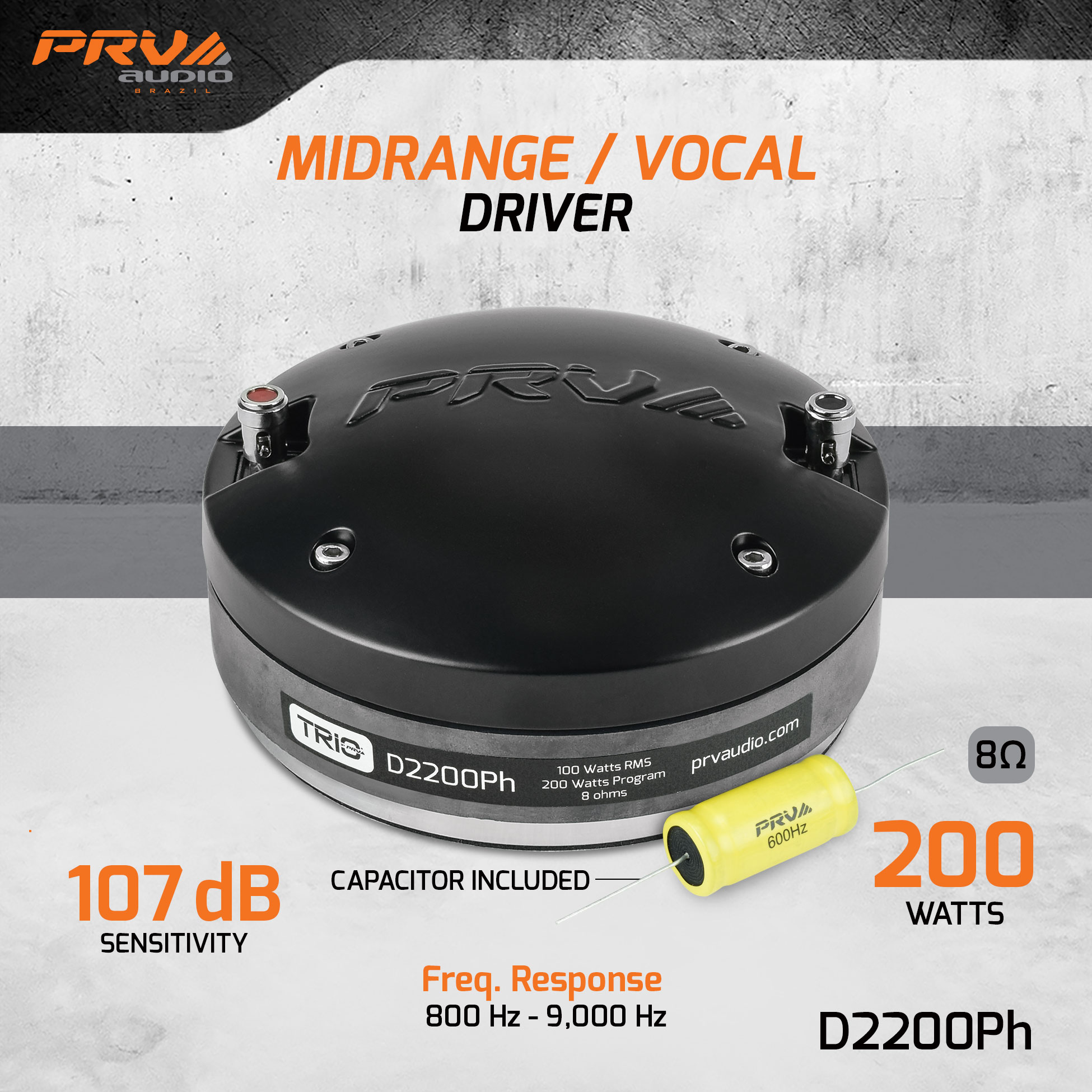 PRV 2 inch Exit Phenolic Mid Range Compression Driver 8 Ohm PRV-D2200Ph - Image 2